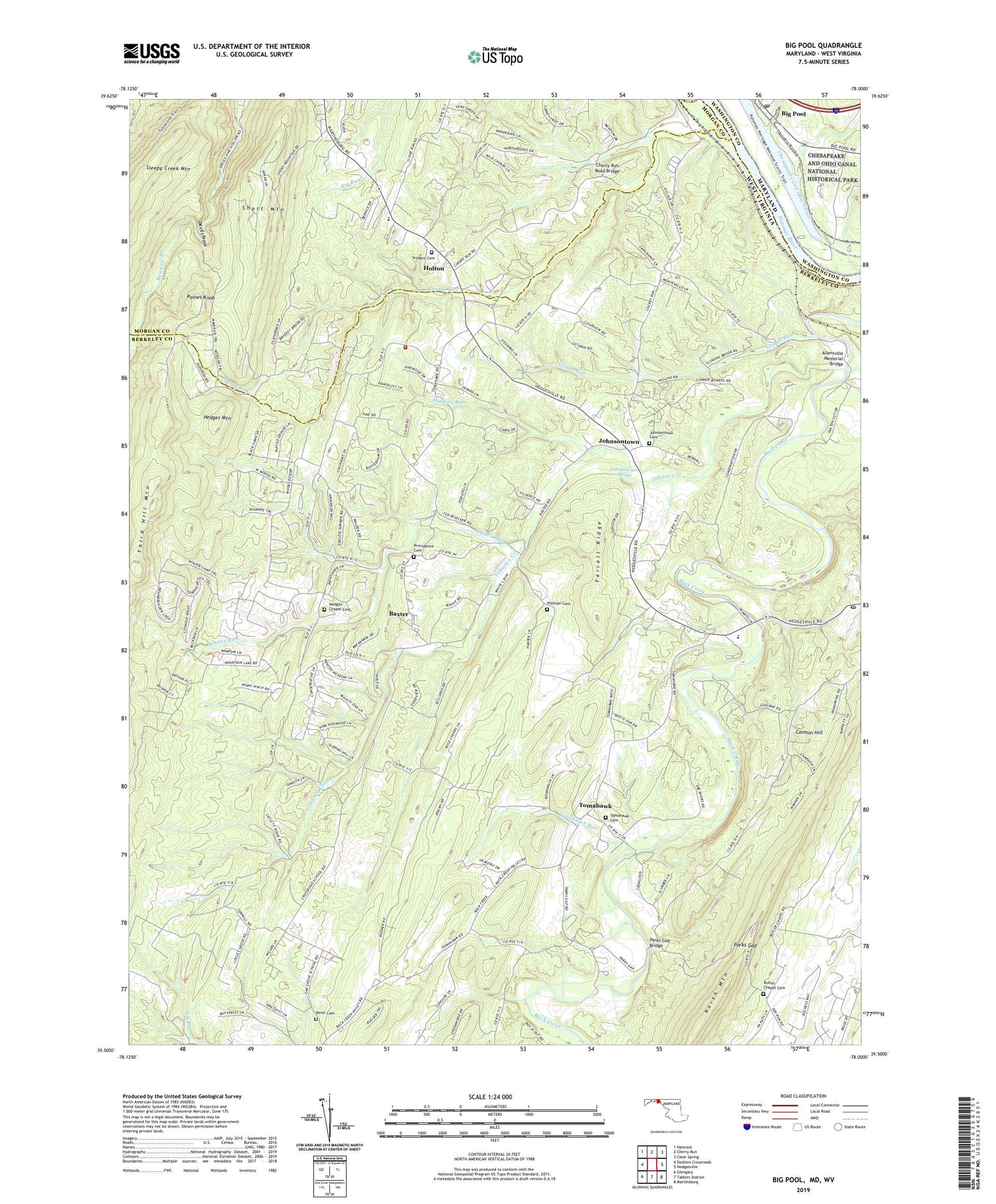 Big Pool Maryland US Topo Map Image