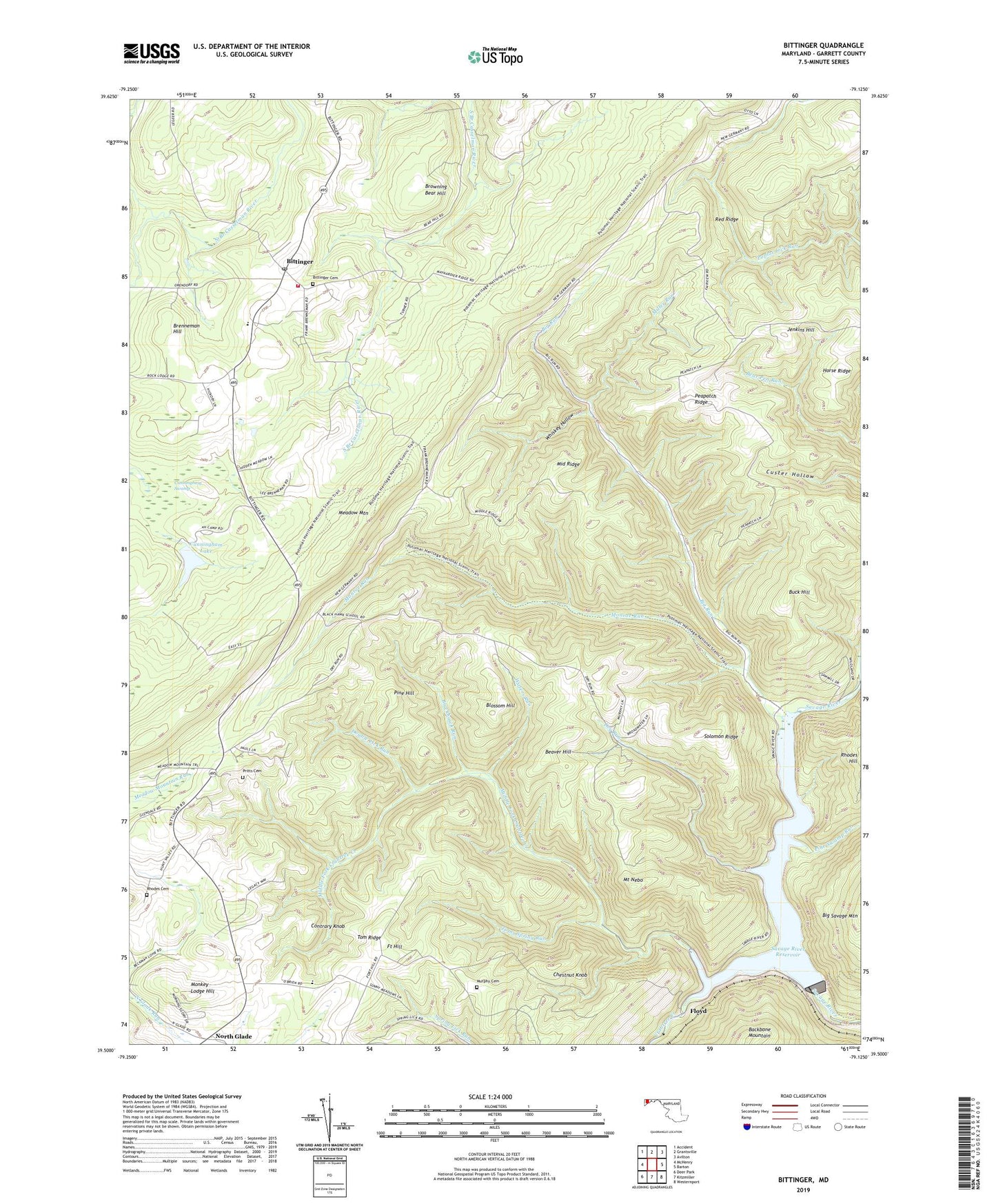 Bittinger Maryland US Topo Map Image