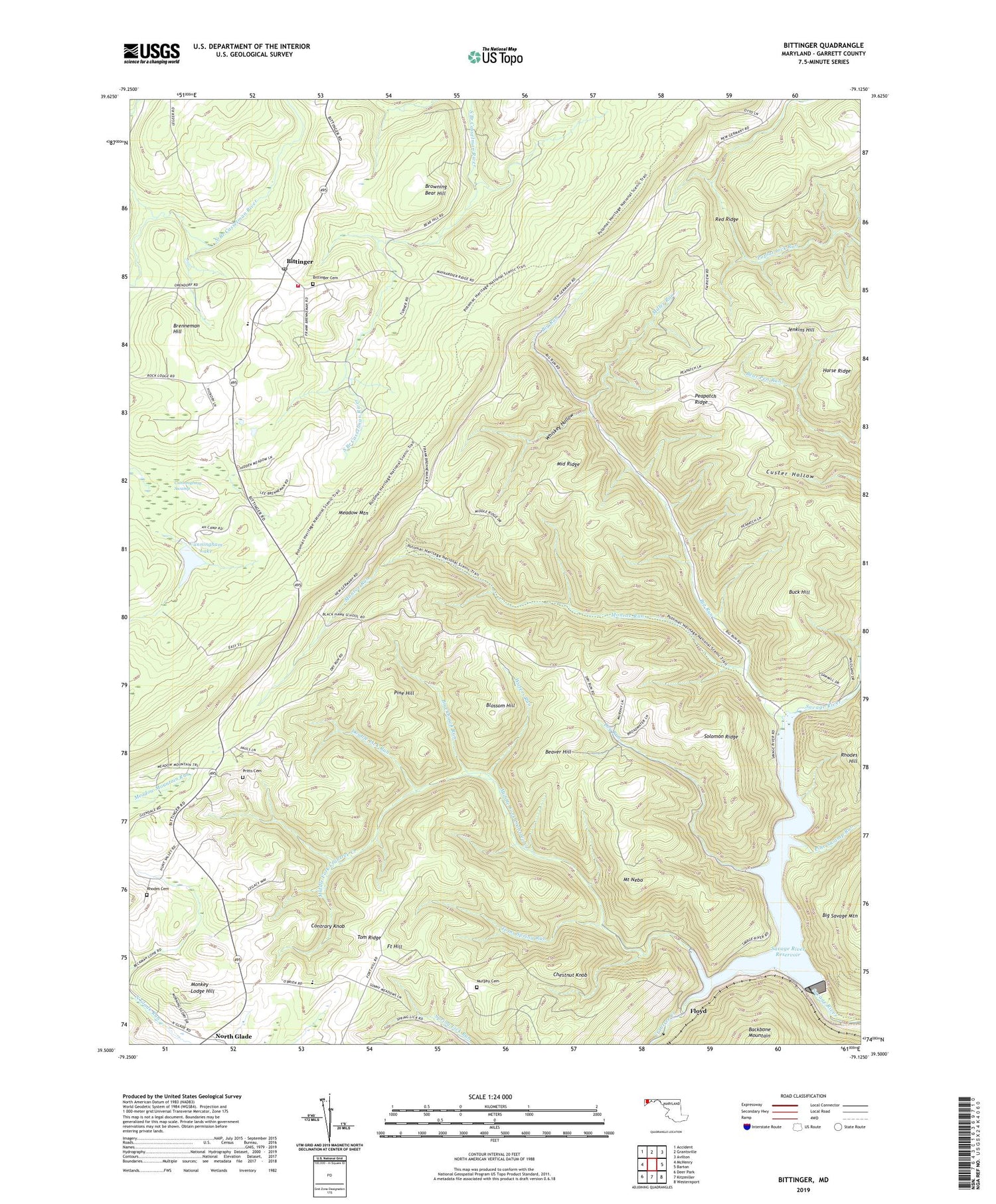 Bittinger Maryland US Topo Map Image