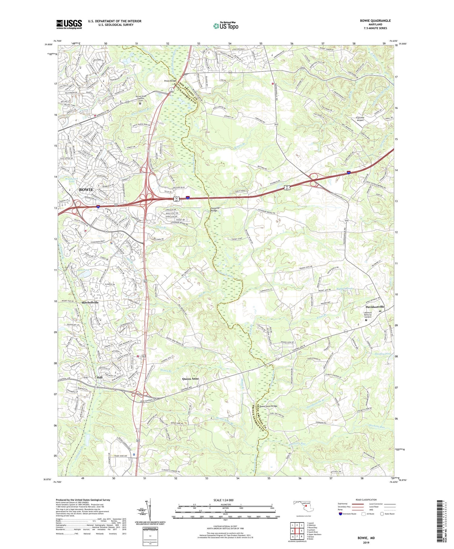 Bowie Maryland US Topo Map Image