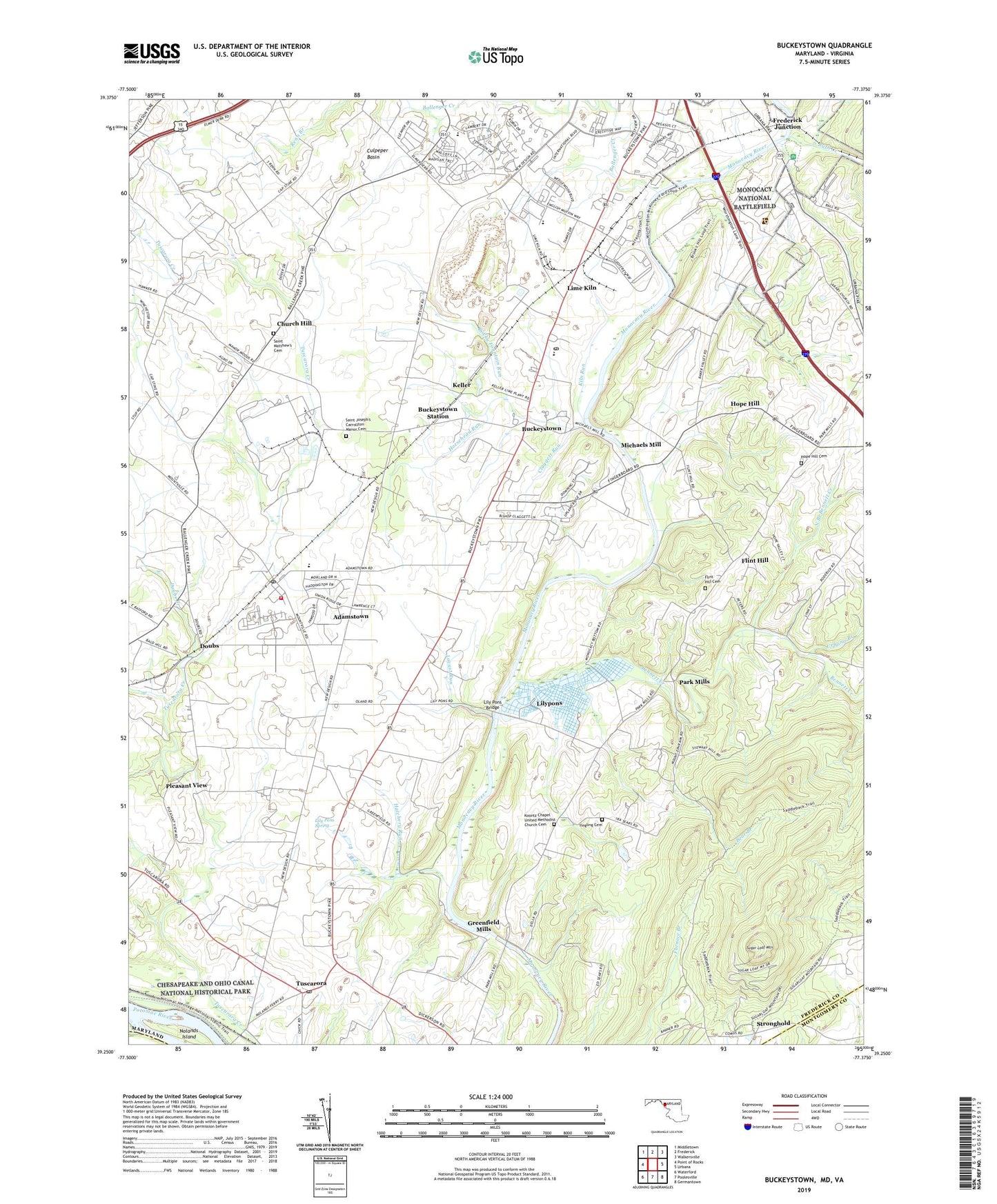 Buckeystown Maryland US Topo Map Image