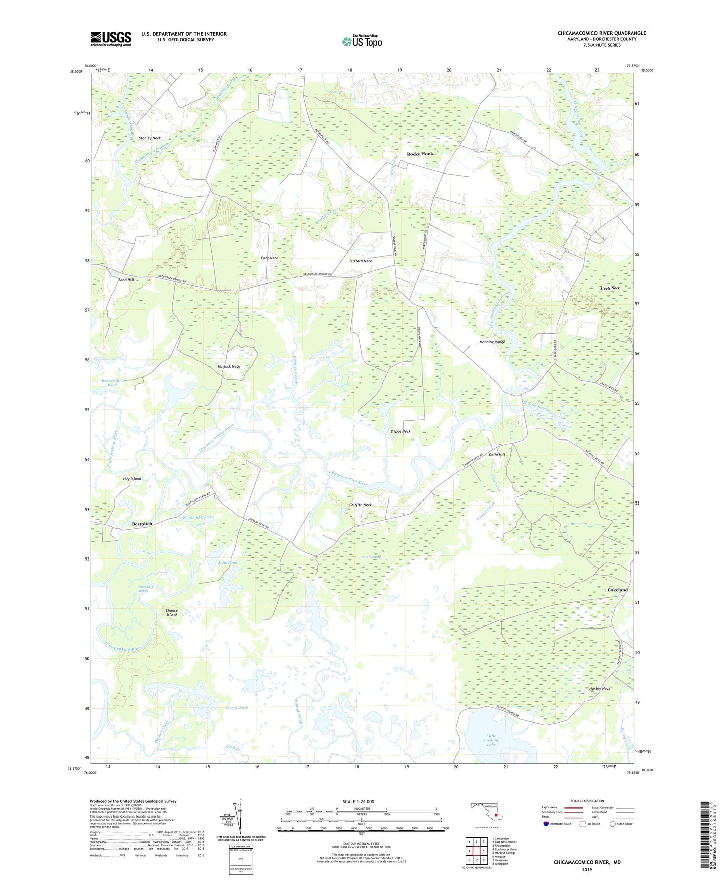 Chicamacomico River Maryland US Topo Map Image