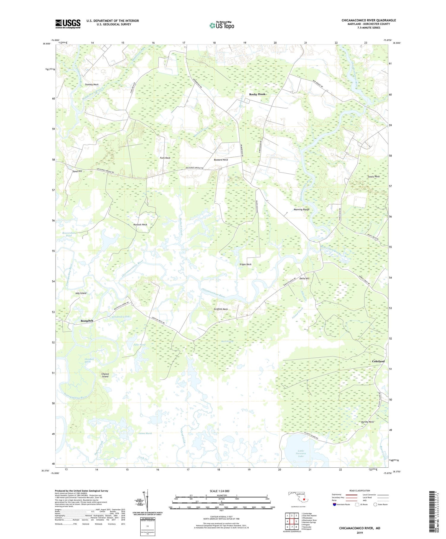 Chicamacomico River Maryland US Topo Map Image