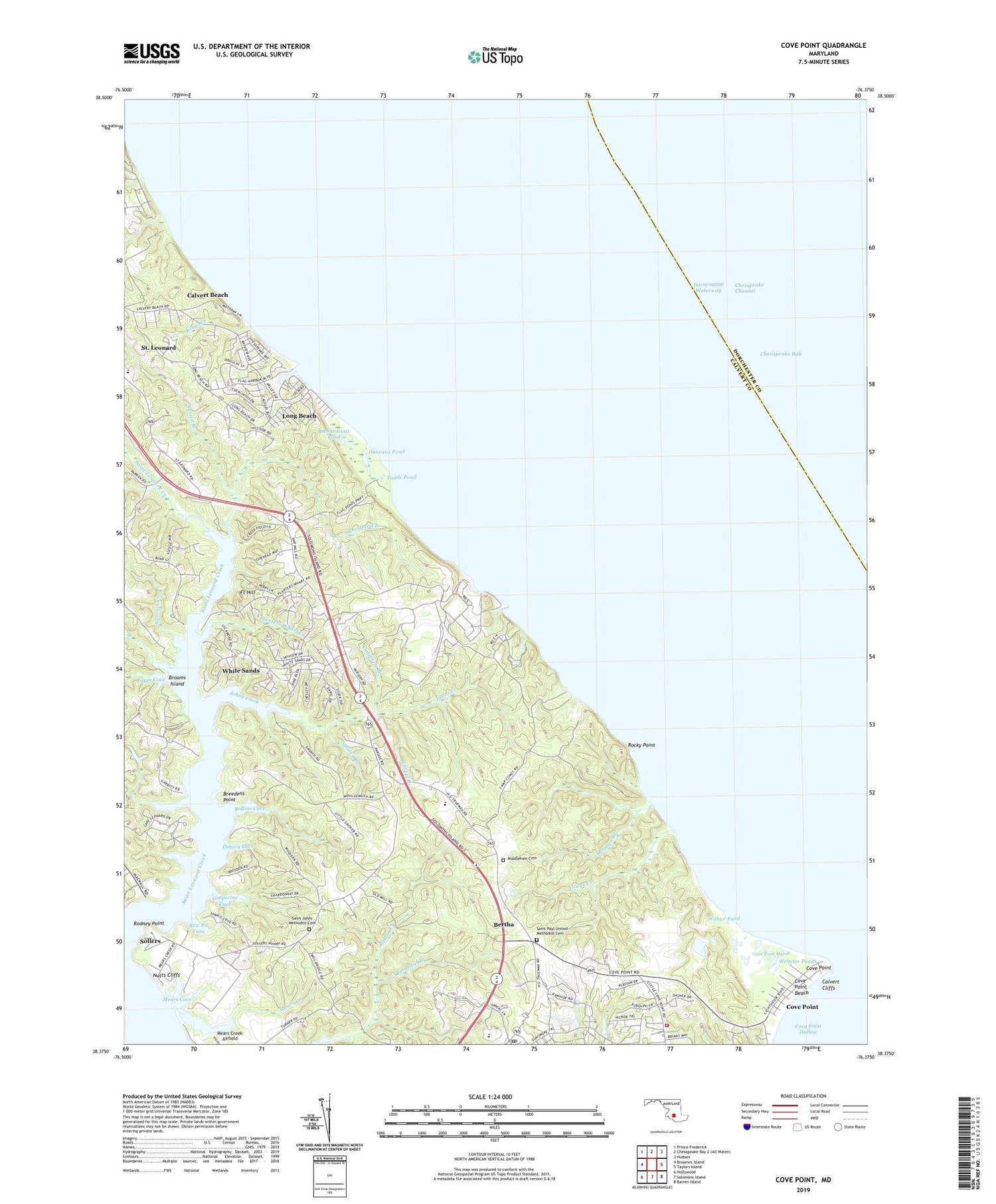Cove Point Maryland US Topo Map Image