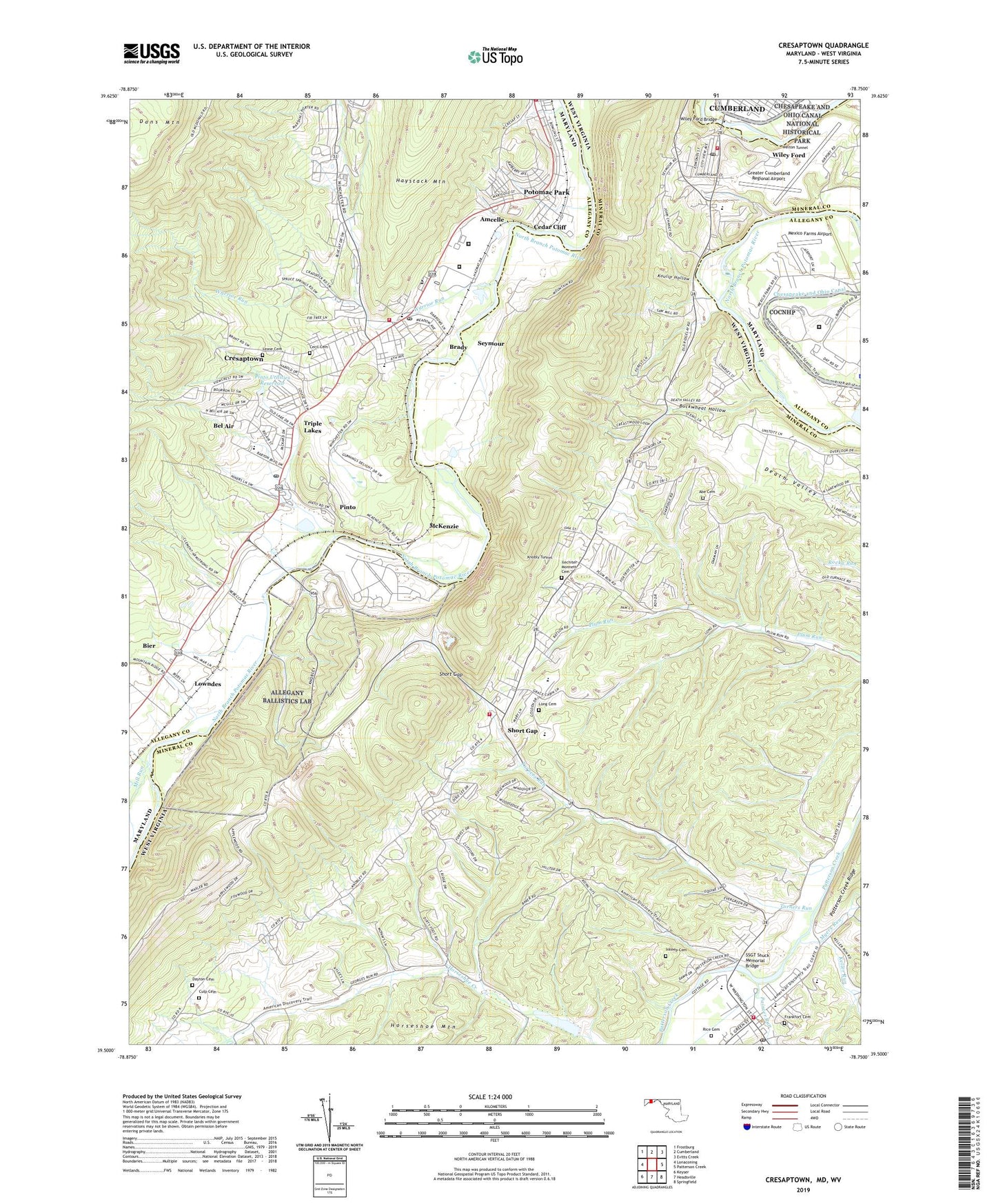 Cresaptown Maryland US Topo Map Image