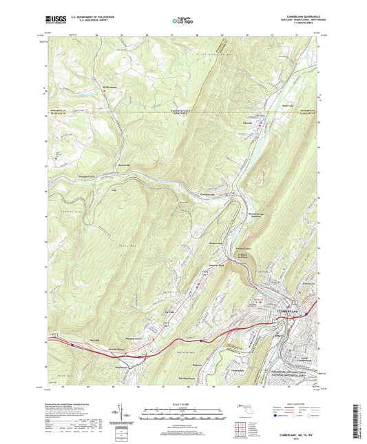 Cumberland Maryland US Topo Map Image