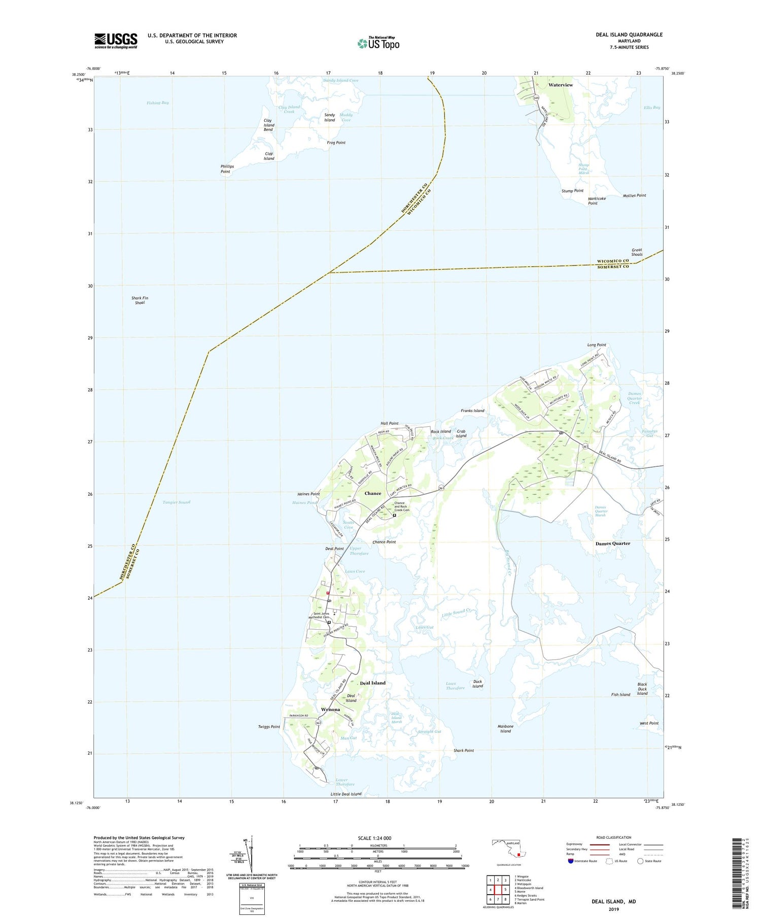 Deal Island Maryland US Topo Map Image