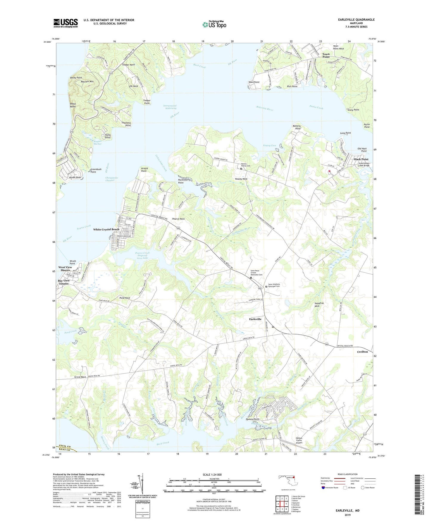 Earleville Maryland US Topo Map Image