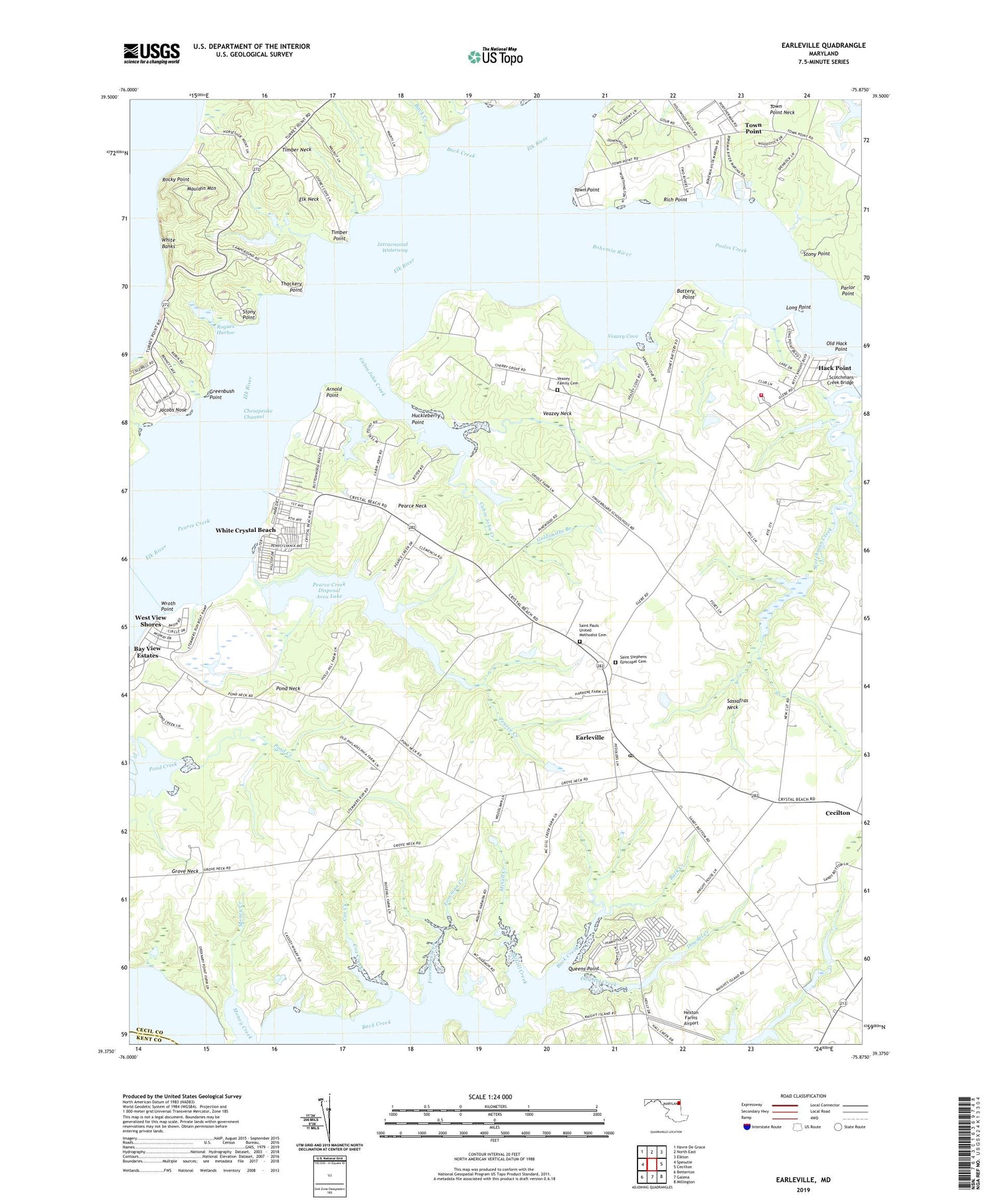 Earleville Maryland US Topo Map Image