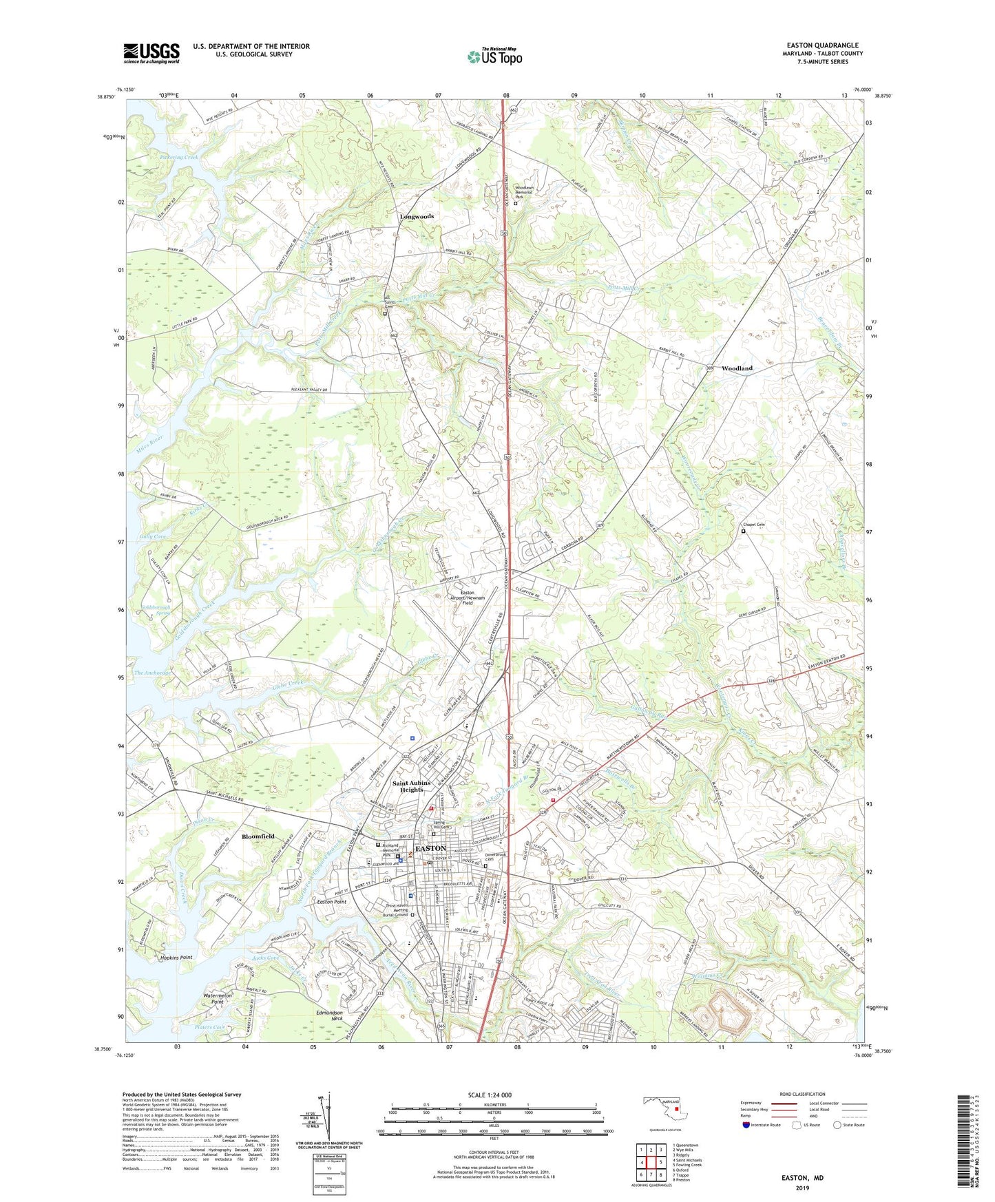 Easton Maryland US Topo Map Image