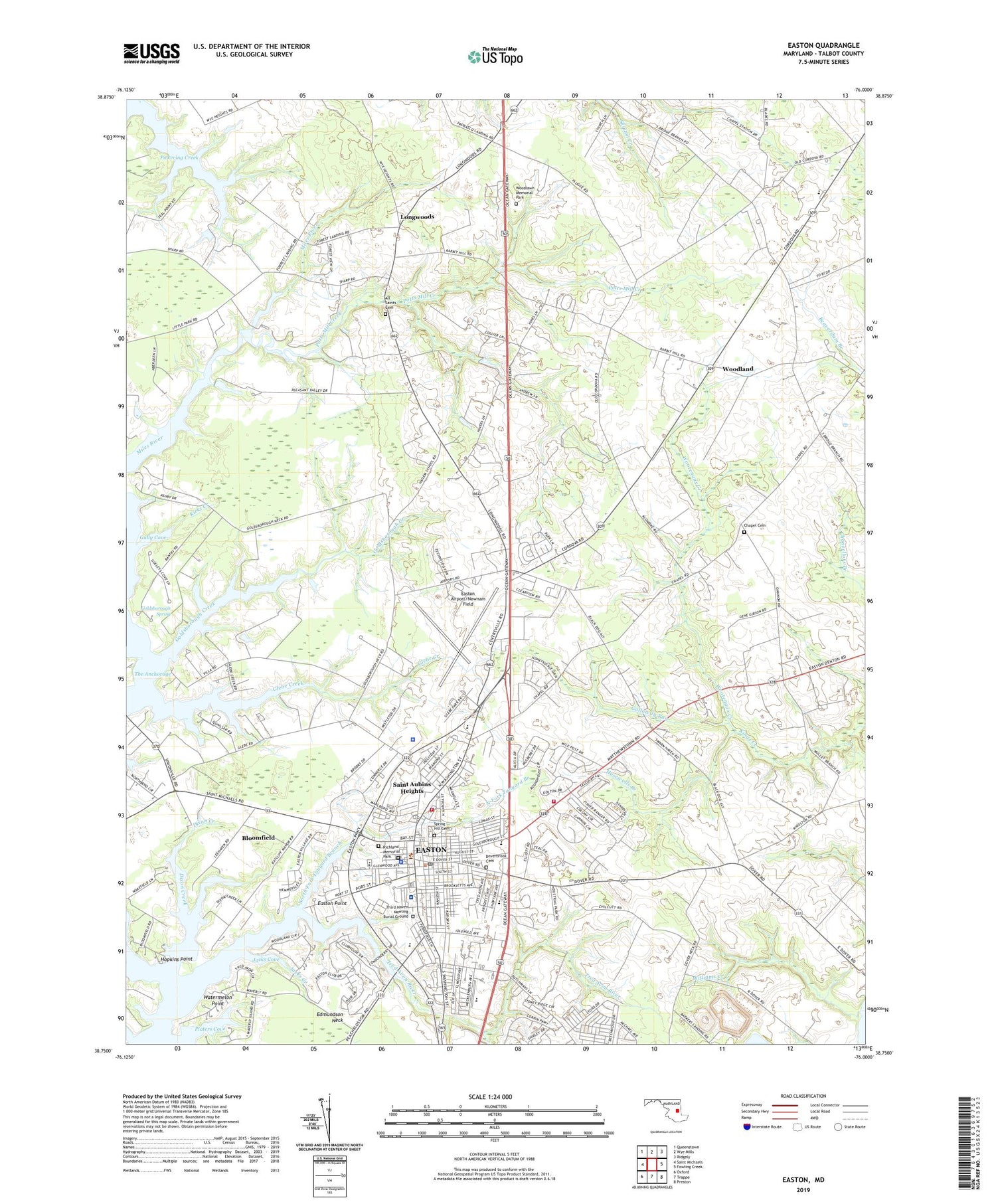 Easton Maryland US Topo Map Image