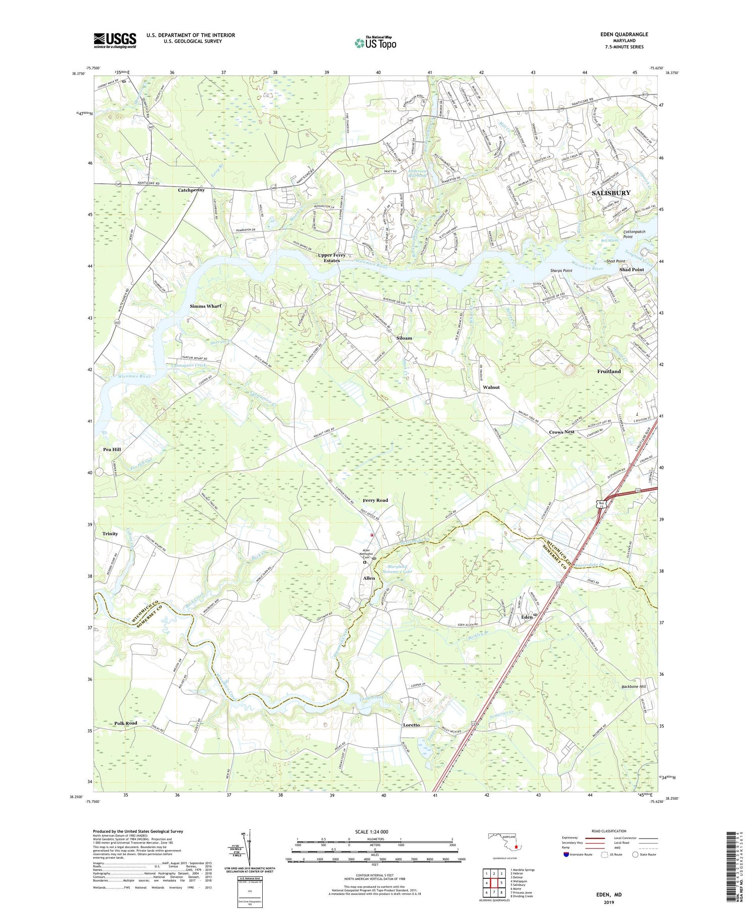 Eden Maryland US Topo Map Image