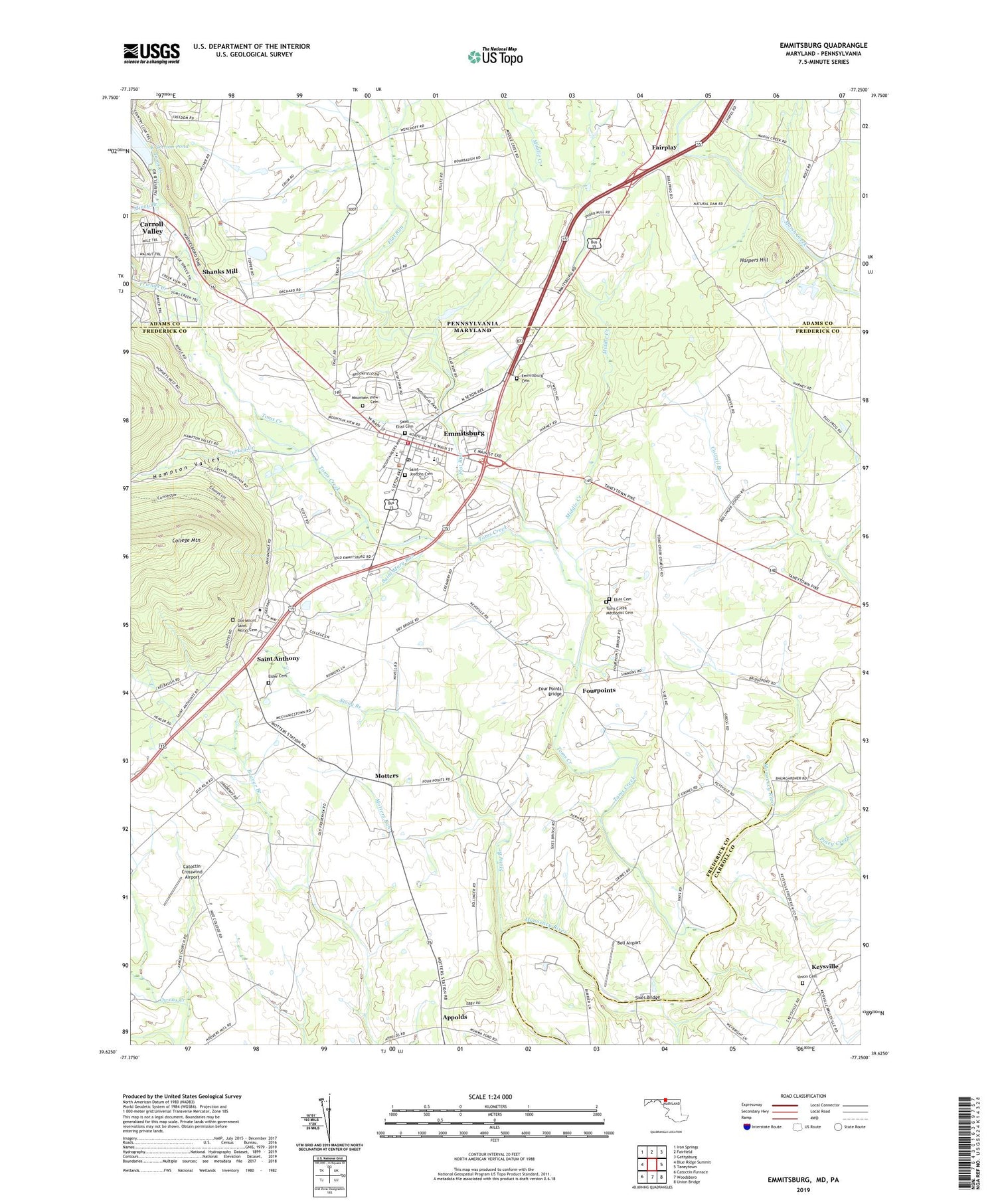 Emmitsburg Maryland US Topo Map Image