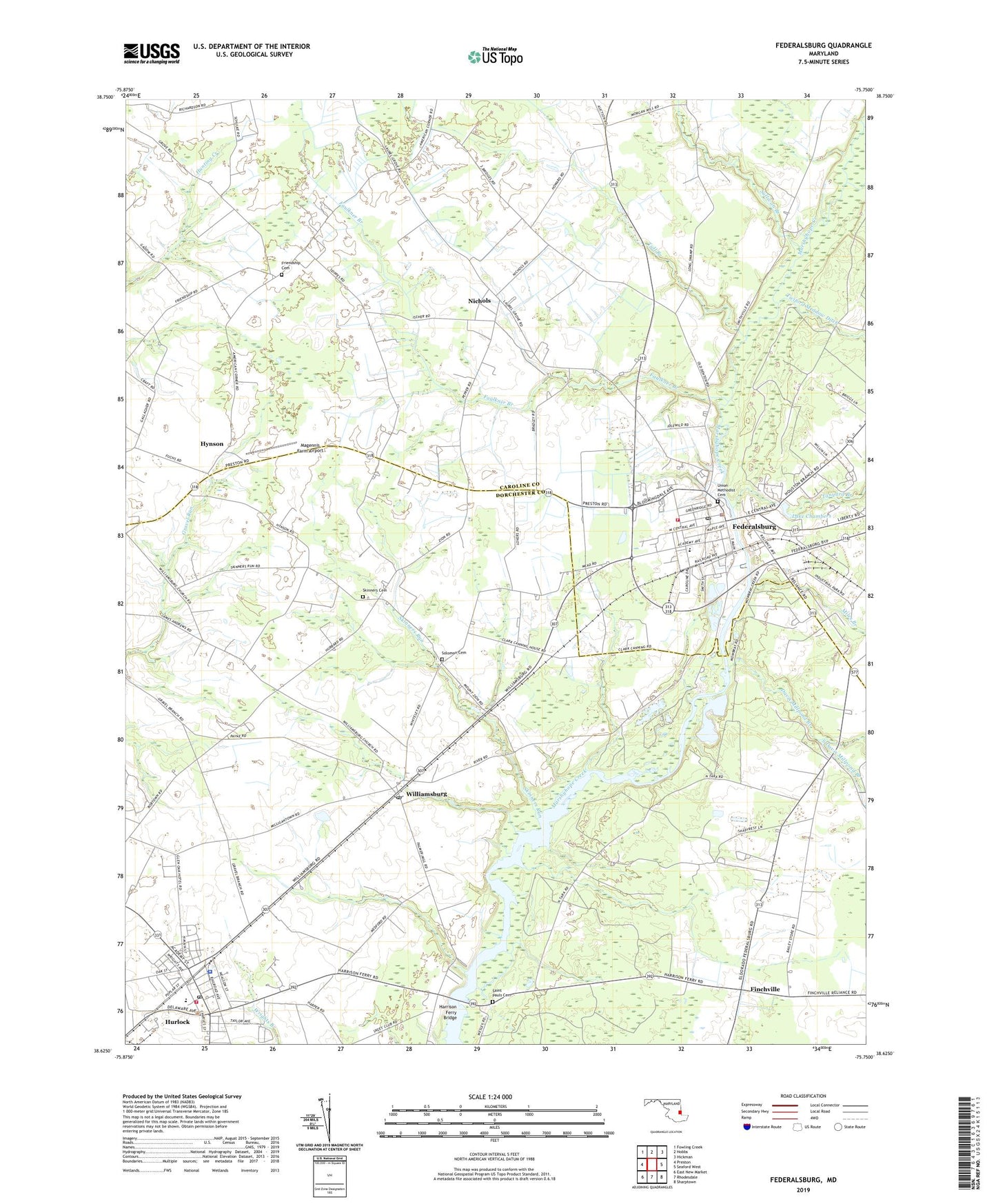 Federalsburg Maryland US Topo Map Image