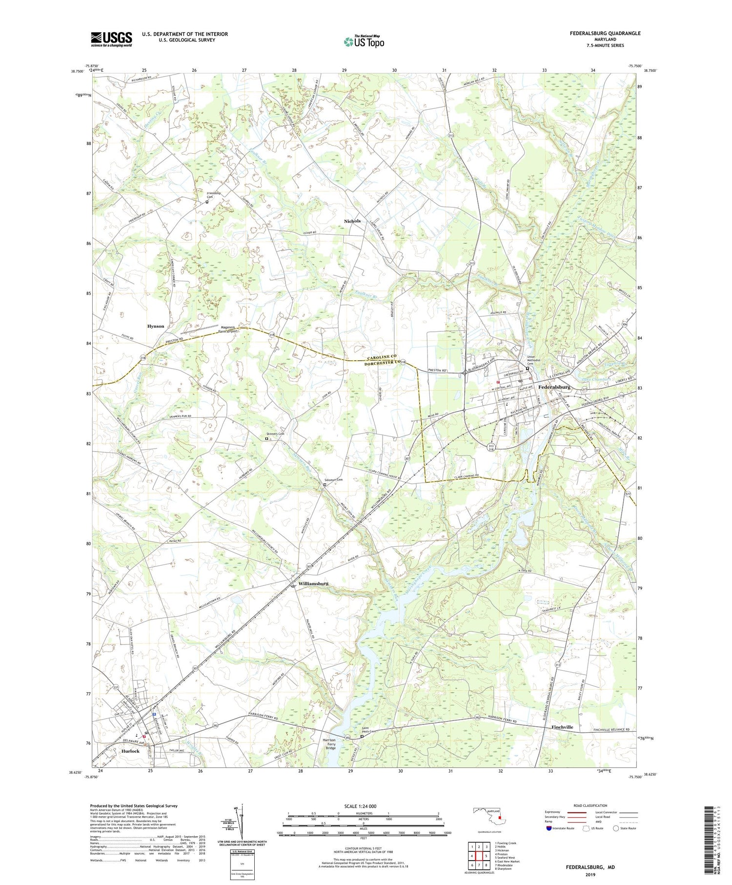 Federalsburg Maryland US Topo Map Image