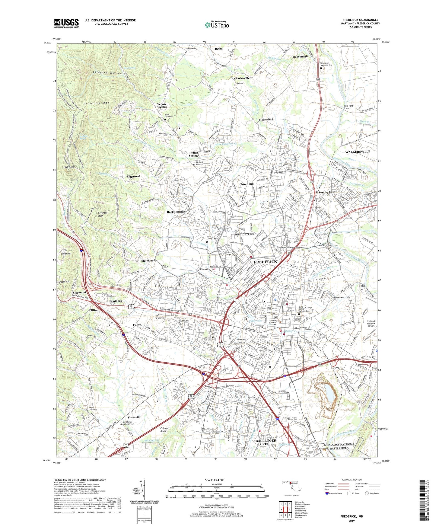 Frederick Maryland US Topo Map Image