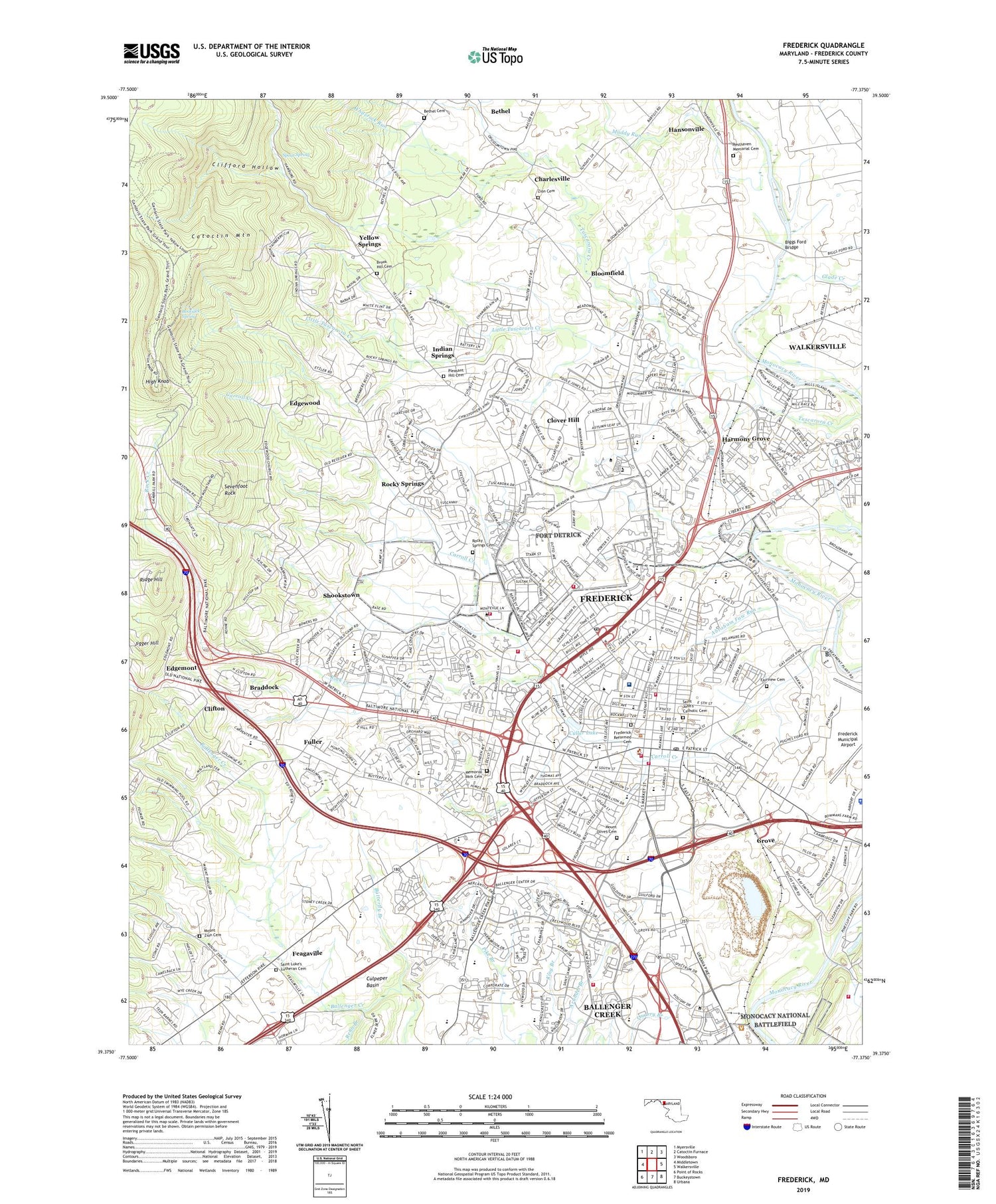 Frederick Maryland US Topo Map Image
