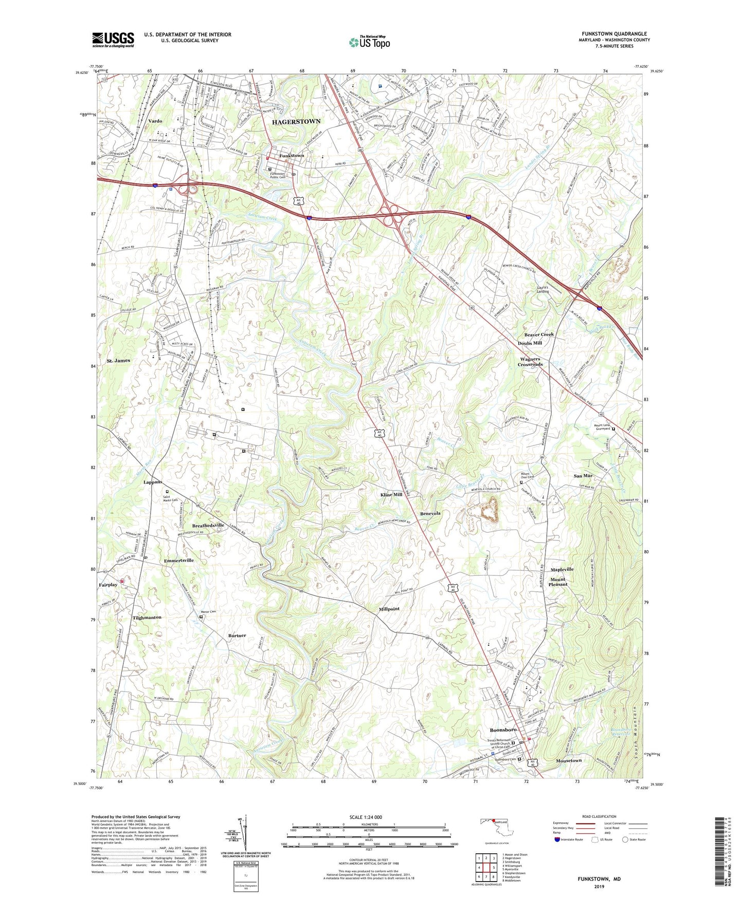Funkstown Maryland US Topo Map Image