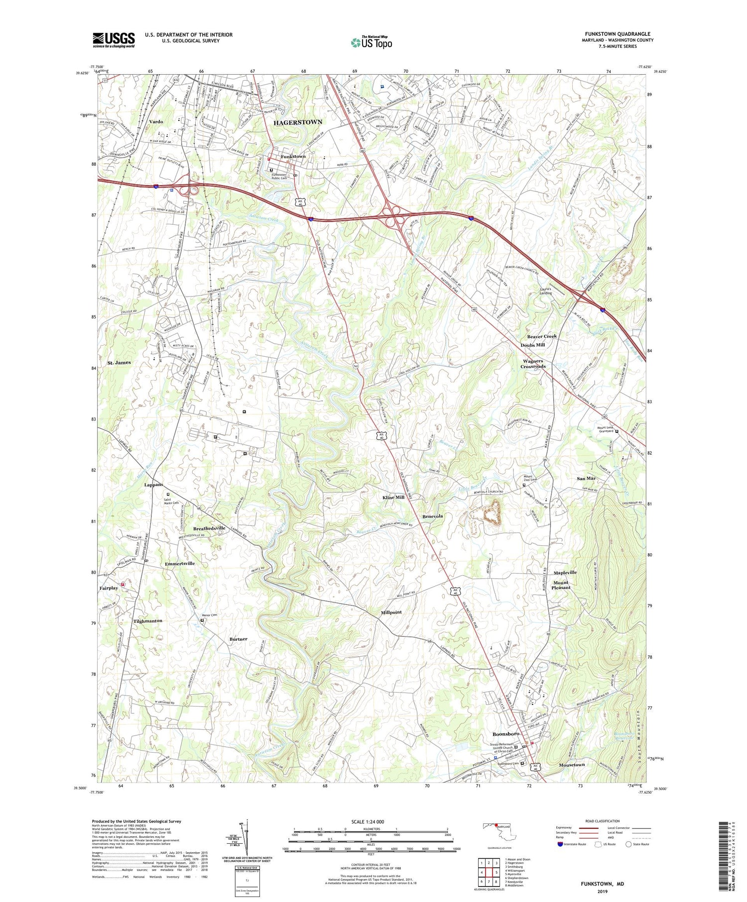 Funkstown Maryland US Topo Map Image