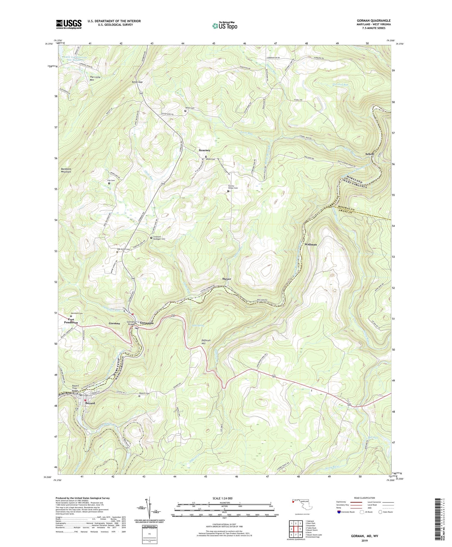 Gorman Maryland US Topo Map Image