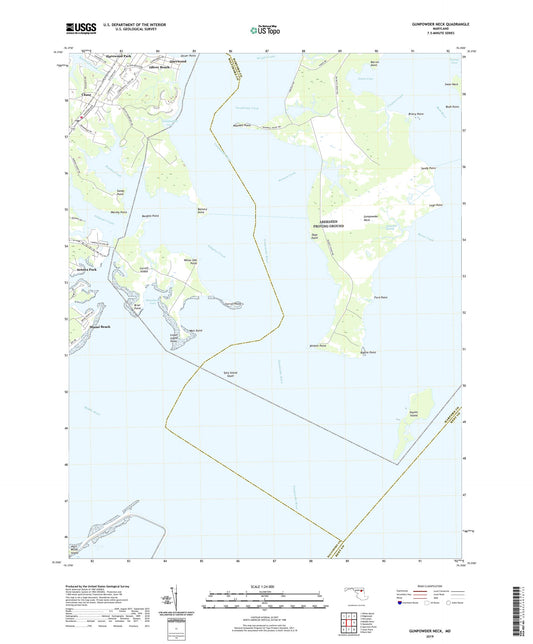 Gunpowder Neck Maryland US Topo Map Image