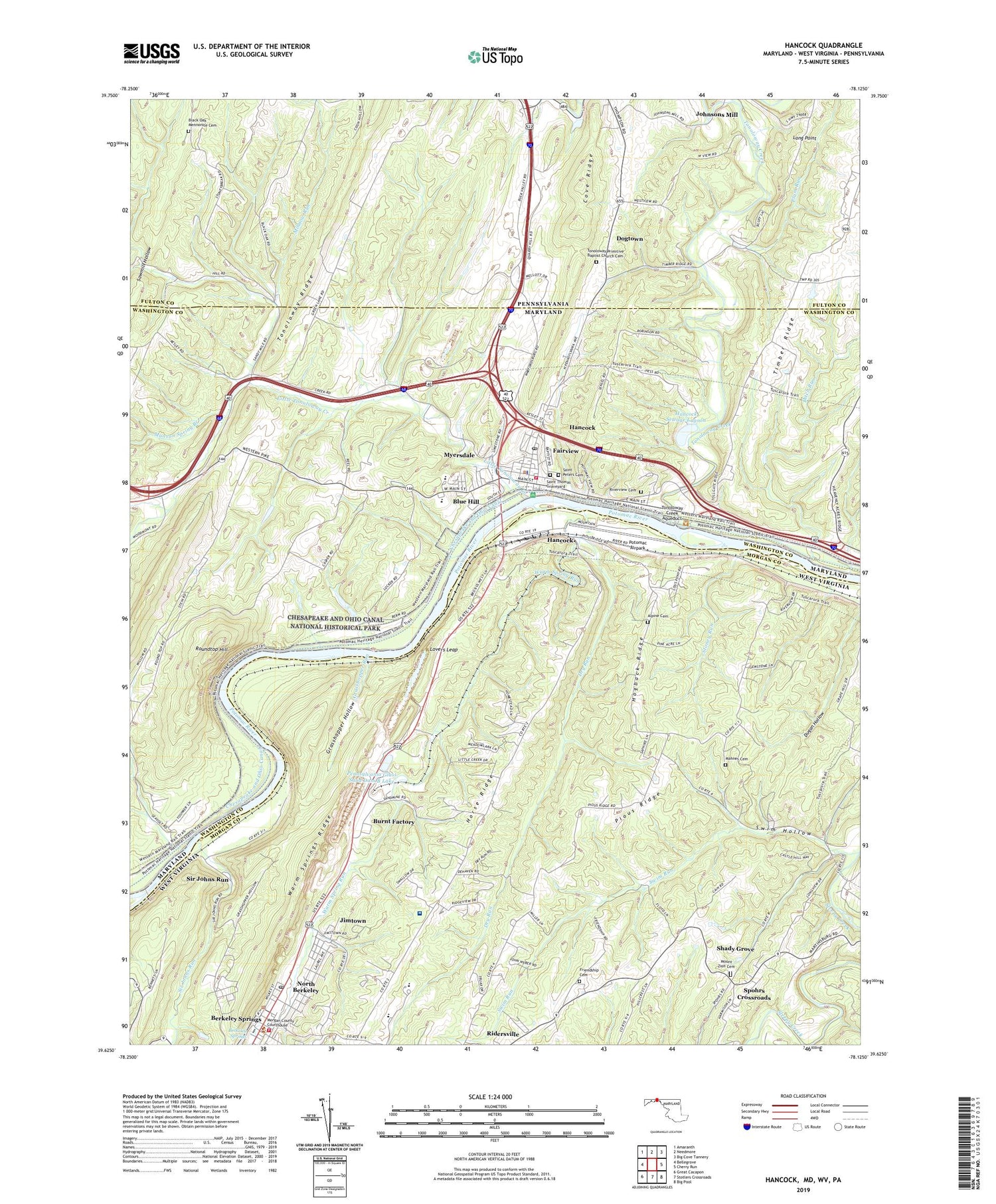 Hancock Maryland US Topo Map Image