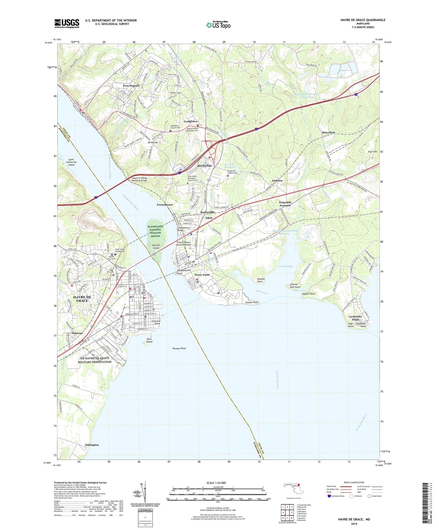 Havre De Grace Maryland US Topo Map Image