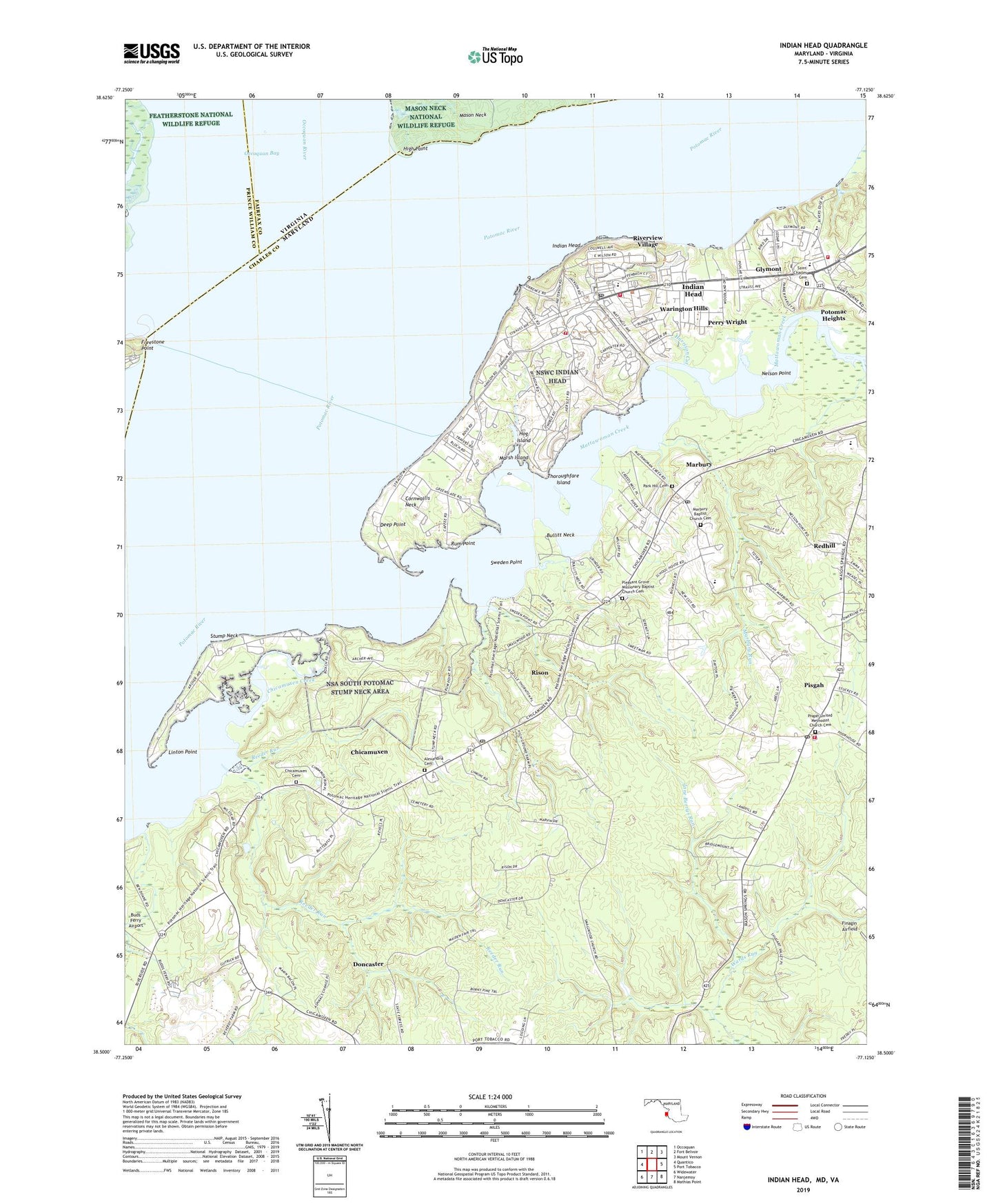 Indian Head Maryland US Topo Map Image