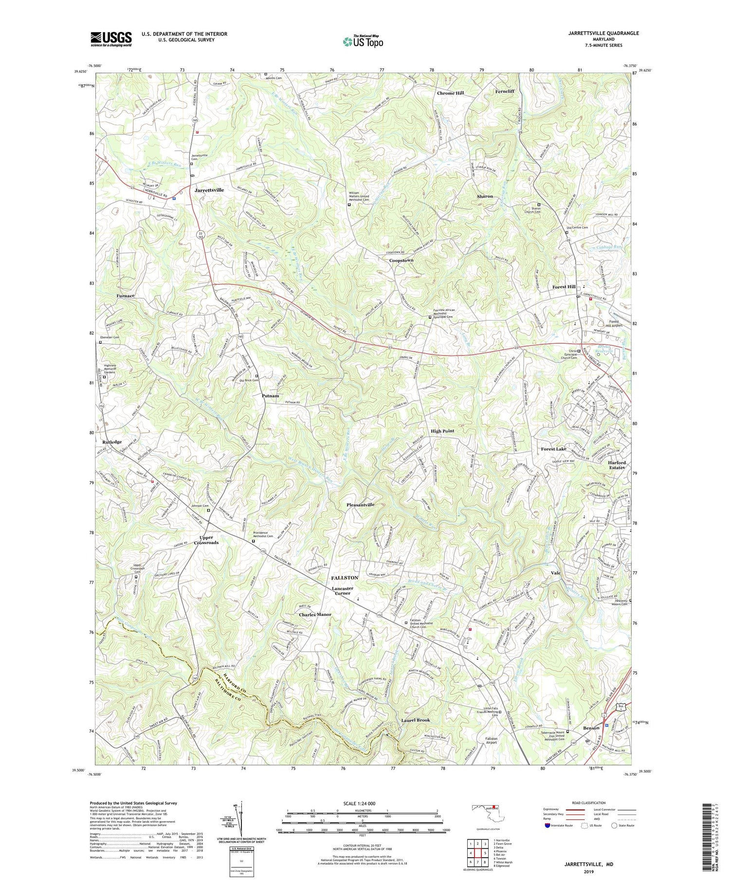 Jarrettsville Maryland US Topo Map Image