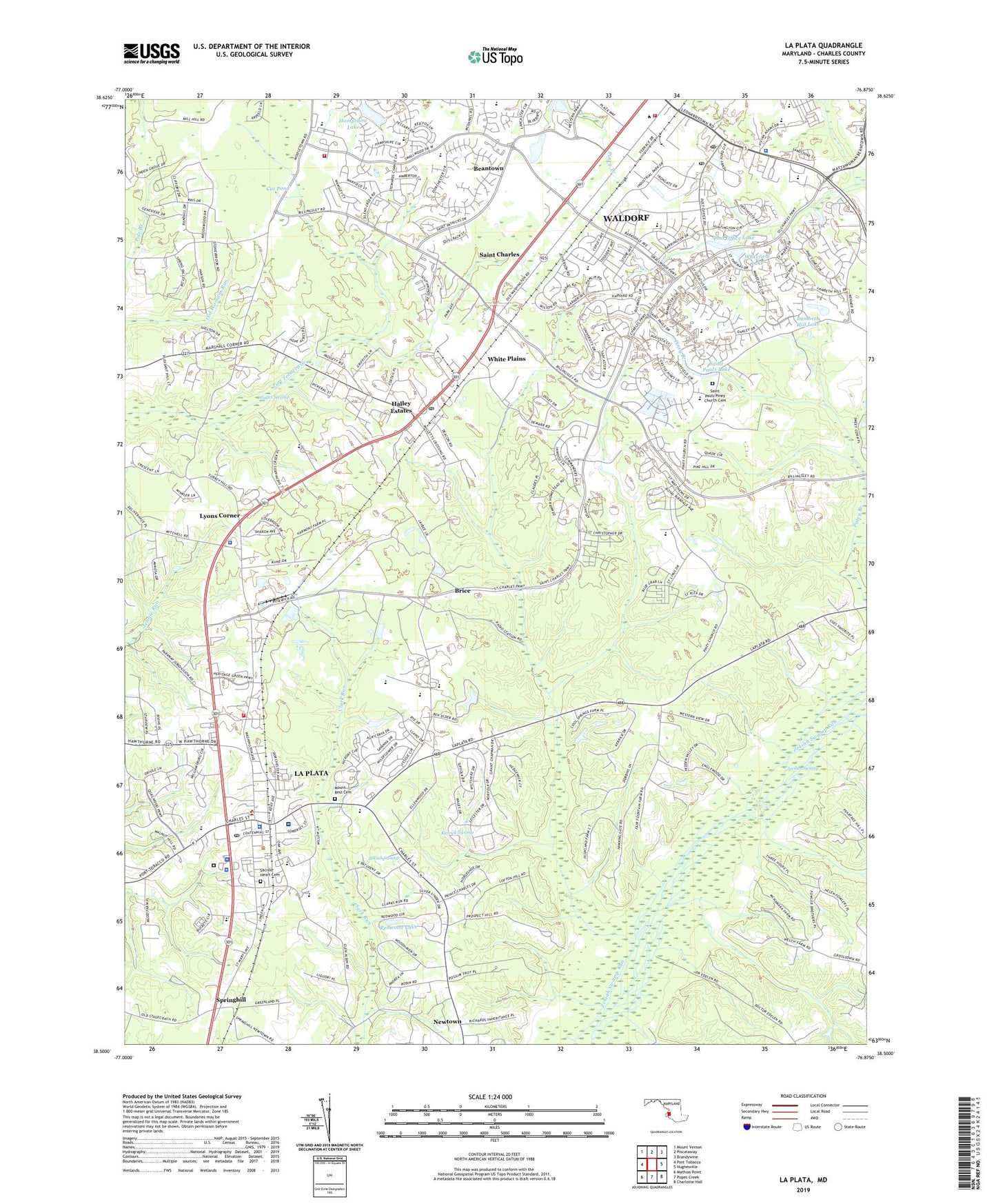 La Plata Maryland US Topo Map Image