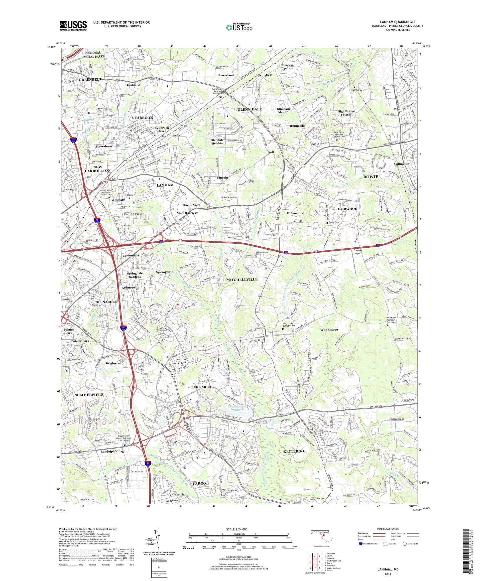 Lanham Maryland US Topo Map – MyTopo Map Store
