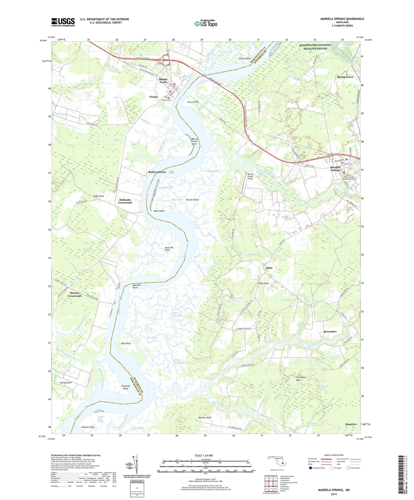 Mardela Springs Maryland US Topo Map Image