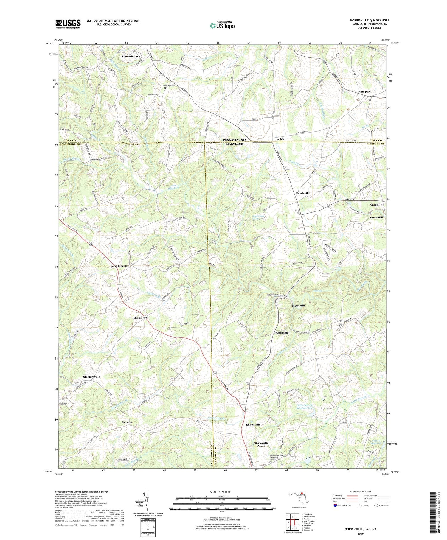 Norrisville Maryland US Topo Map Image