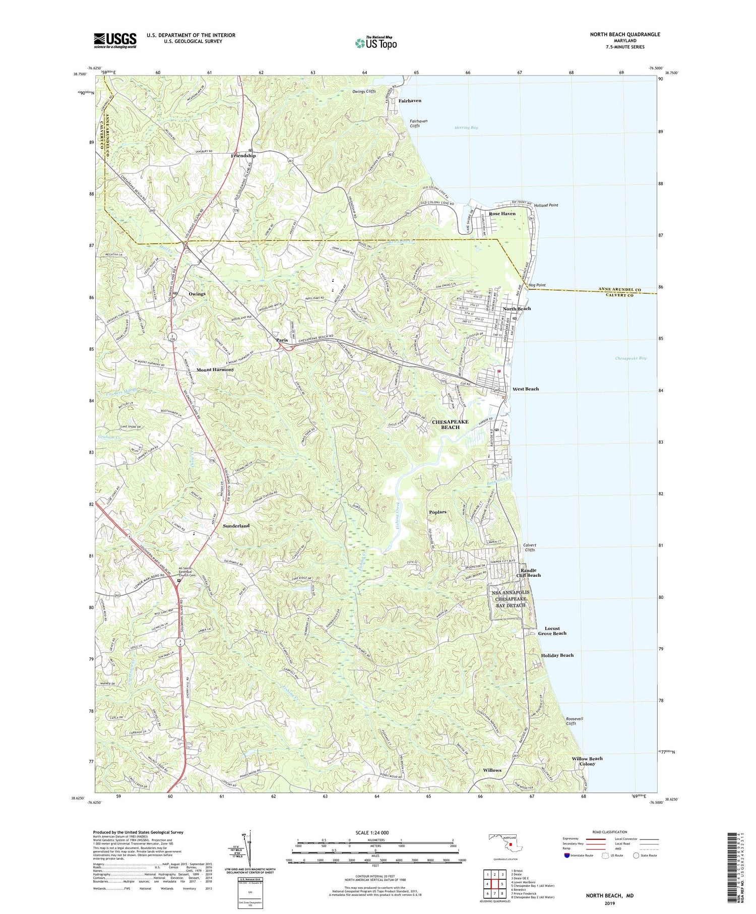 North Beach Maryland US Topo Map Image