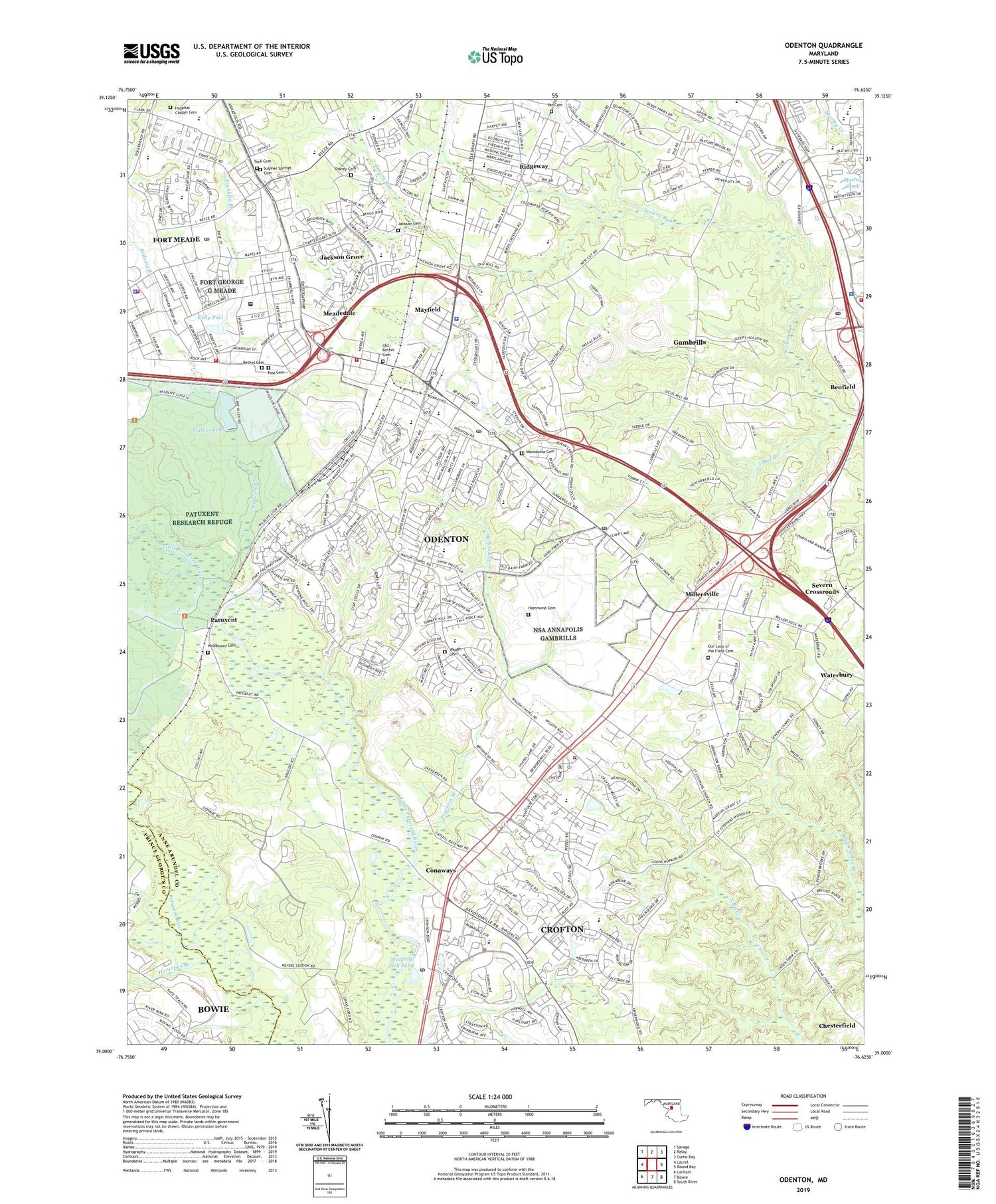 Odenton Maryland US Topo Map Image