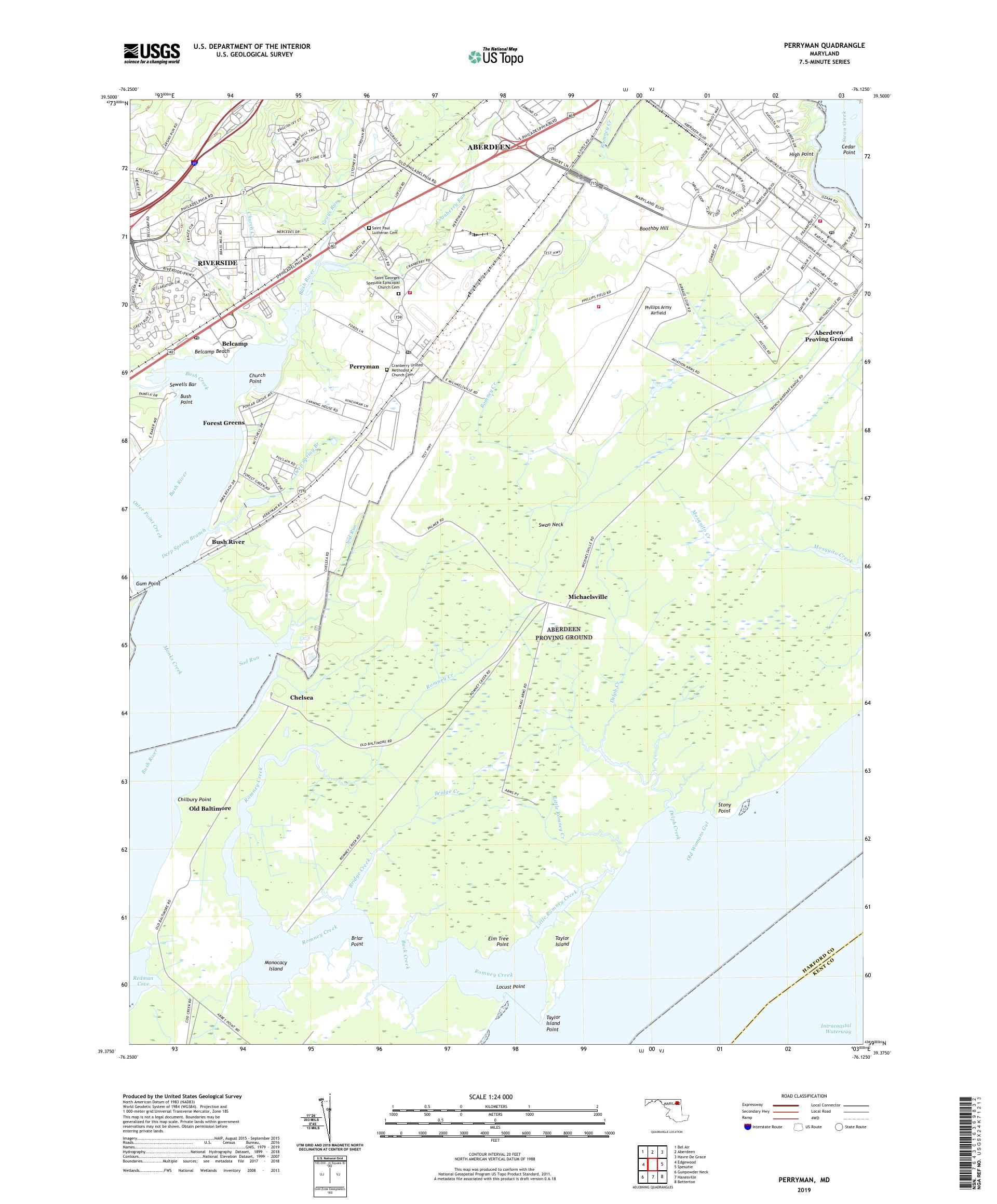 Perryman Maryland US Topo Map – MyTopo Map Store