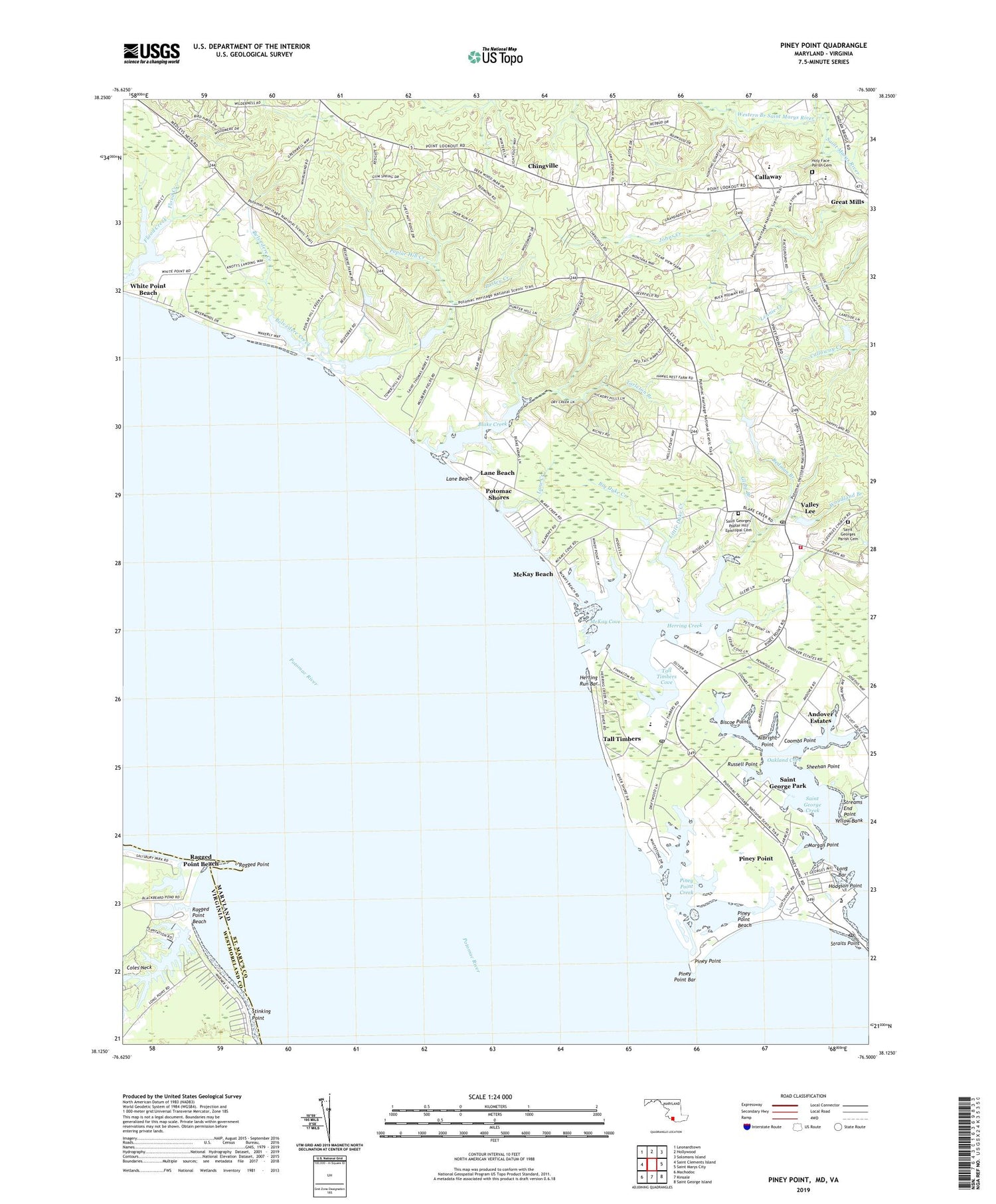 Piney Point Maryland US Topo Map Image