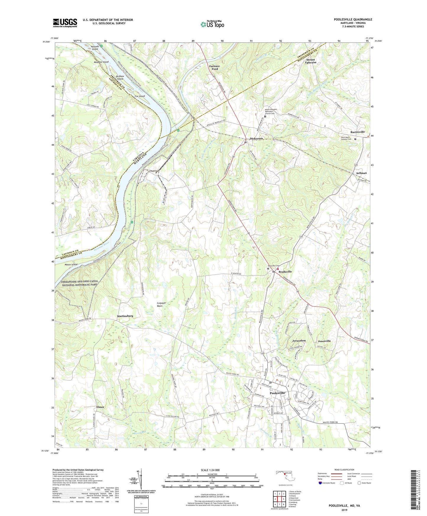 Poolesville Maryland US Topo Map Image