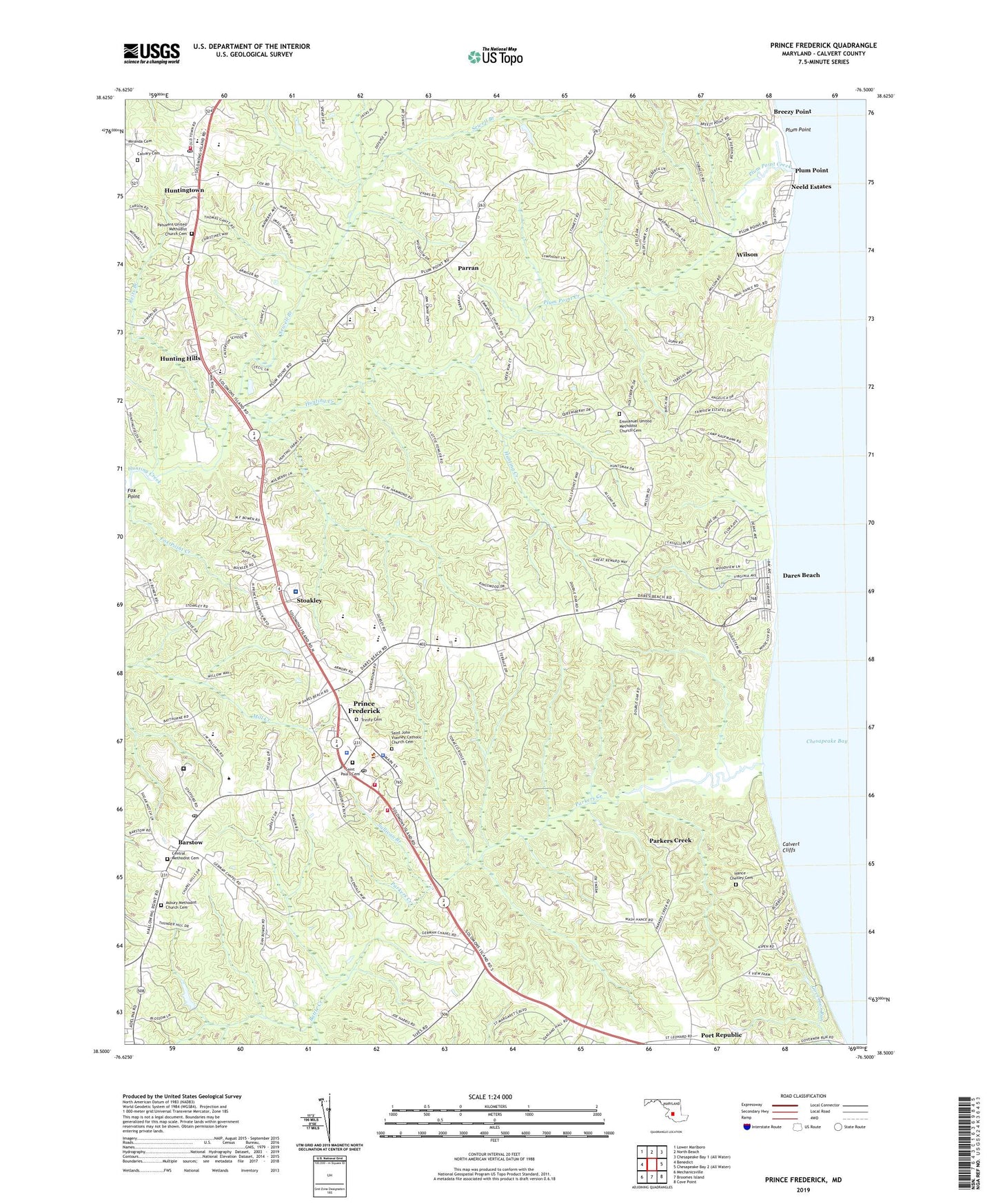 Prince Frederick Maryland US Topo Map Image