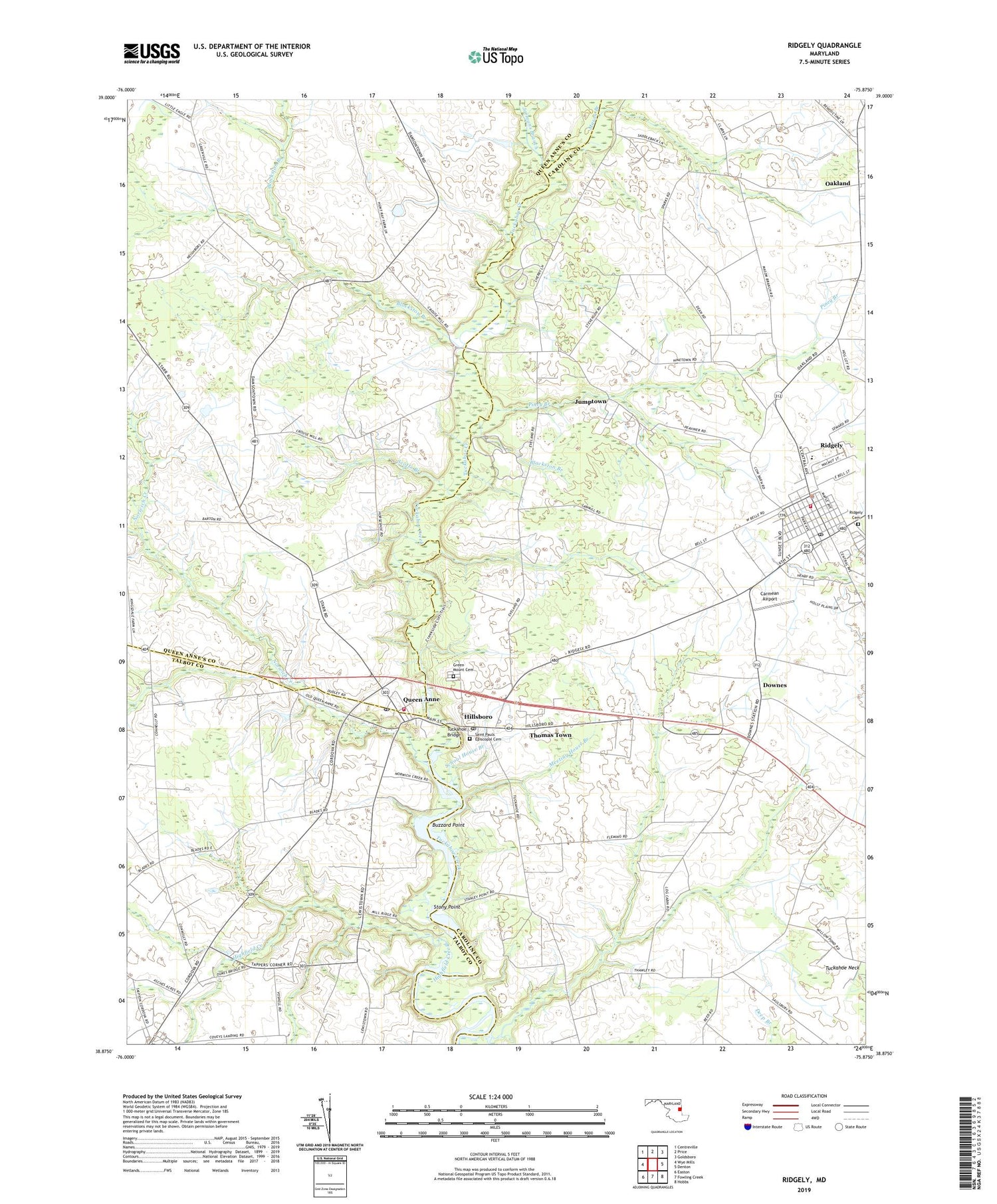 Ridgely Maryland US Topo Map Image