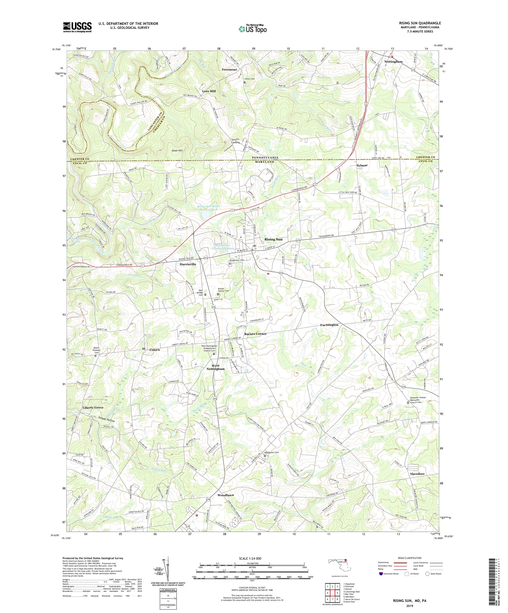 Rising Sun Maryland US Topo Map – MyTopo Map Store