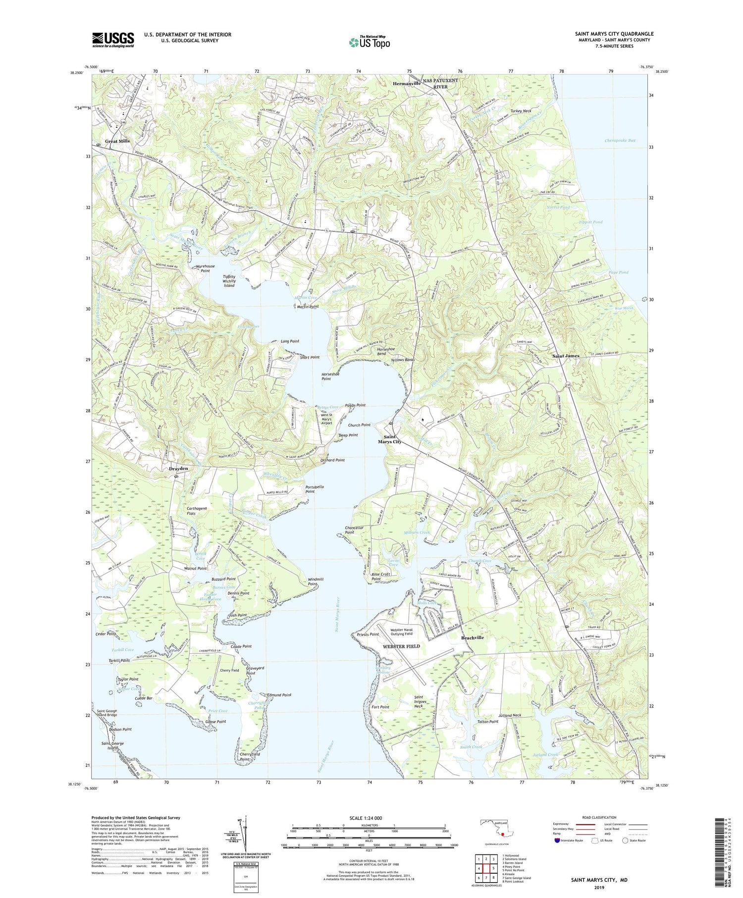 Saint Marys City Maryland US Topo Map Image
