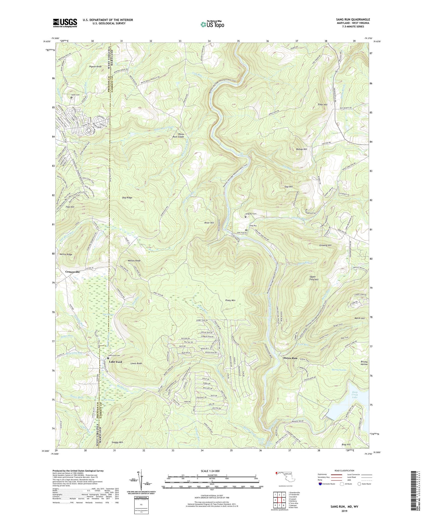 Sang Run Maryland US Topo Map Image