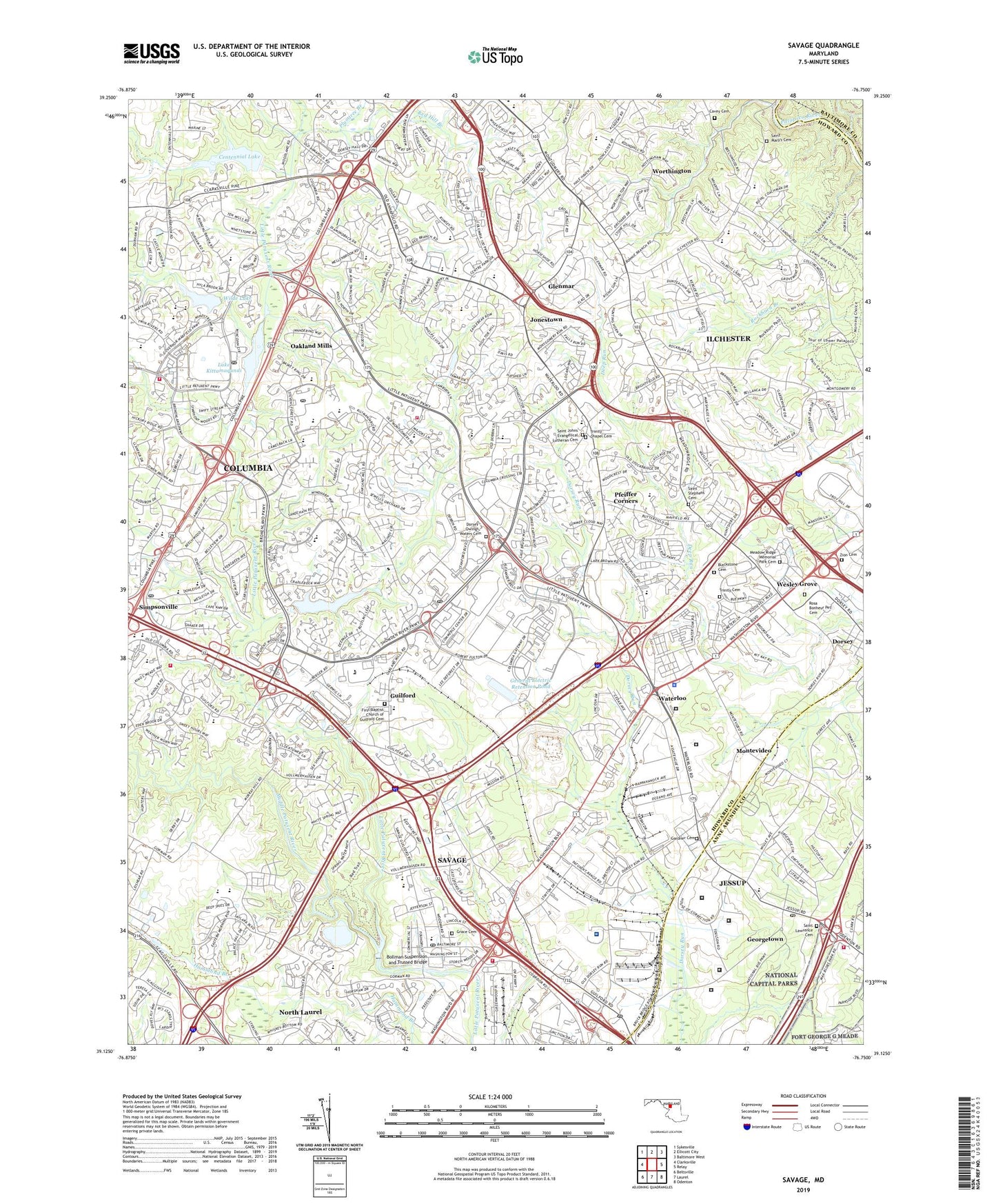 Savage Maryland US Topo Map Image