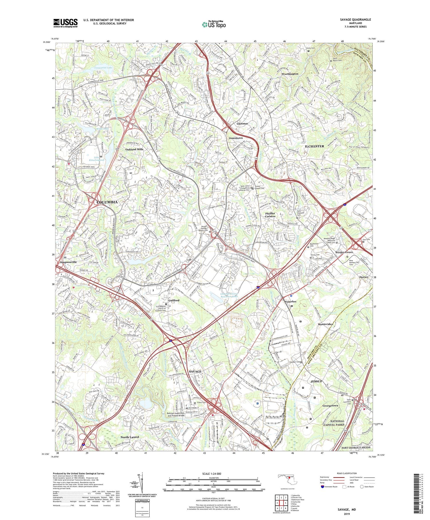 Savage Maryland US Topo Map Image