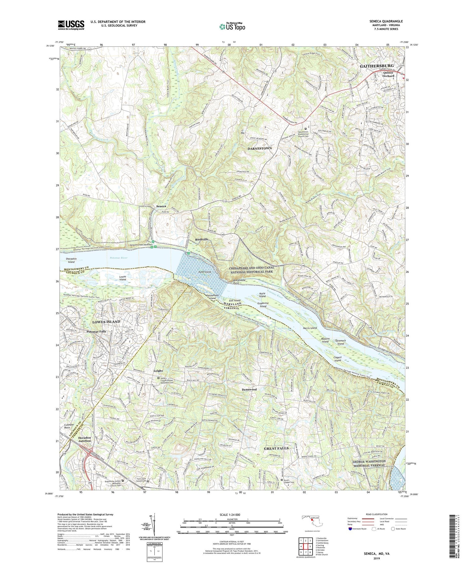 Seneca Maryland US Topo Map Image