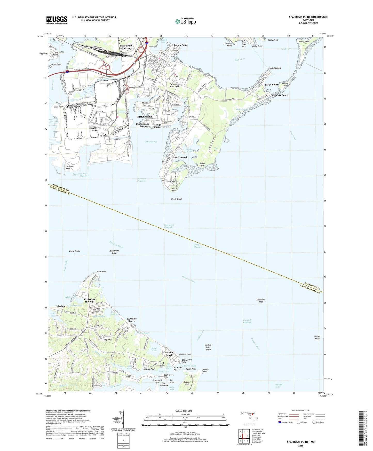 Sparrows Point Maryland US Topo Map Image