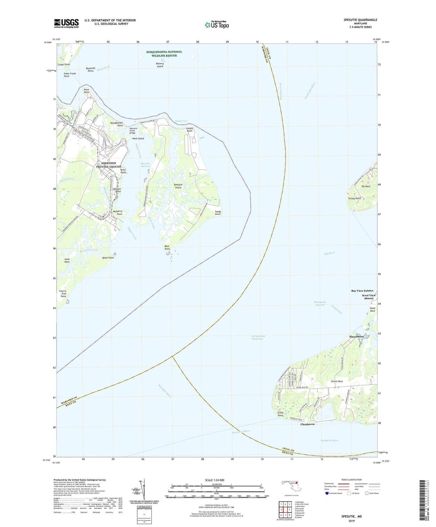 Spesutie Maryland US Topo Map Image