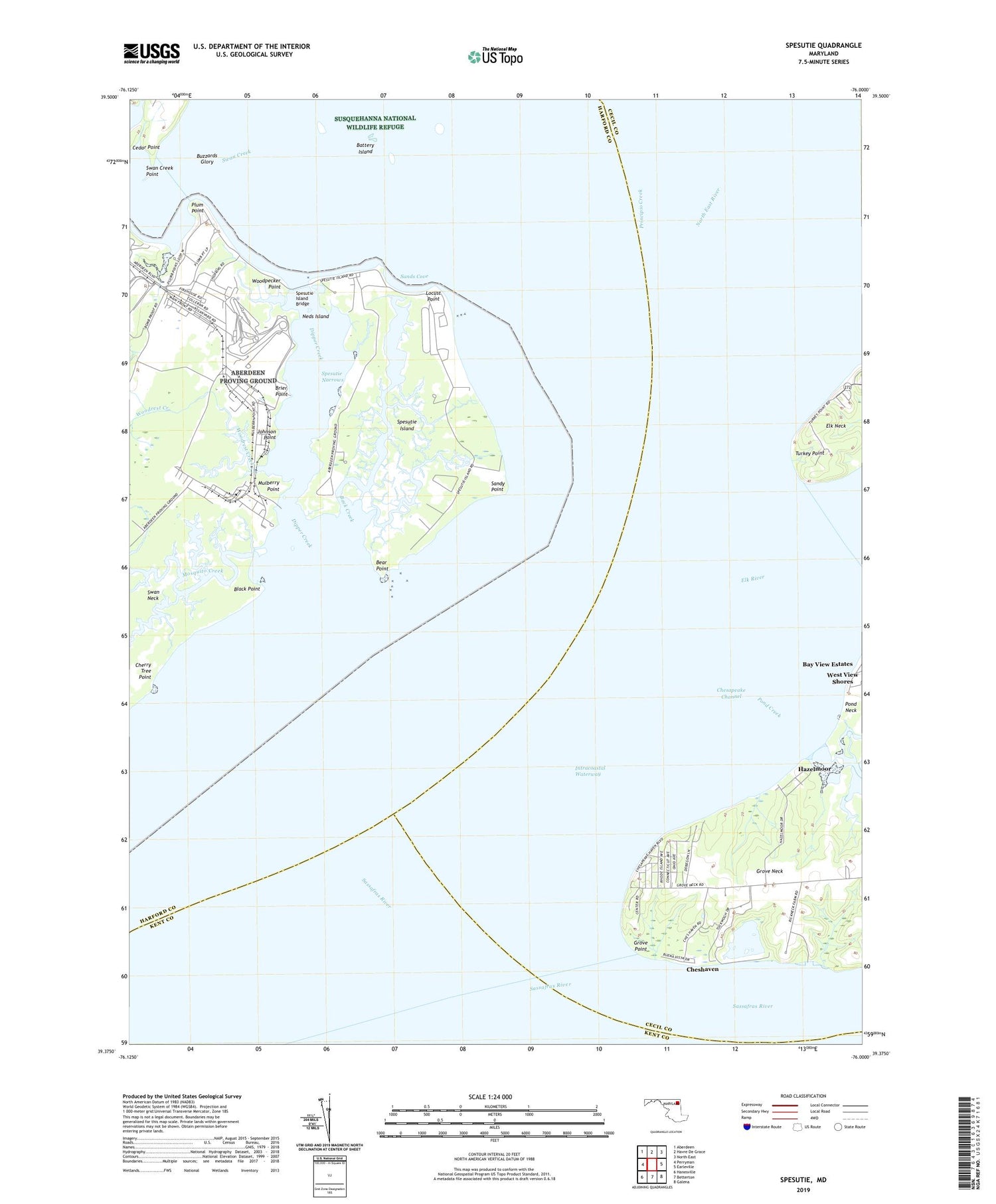 Spesutie Maryland US Topo Map Image
