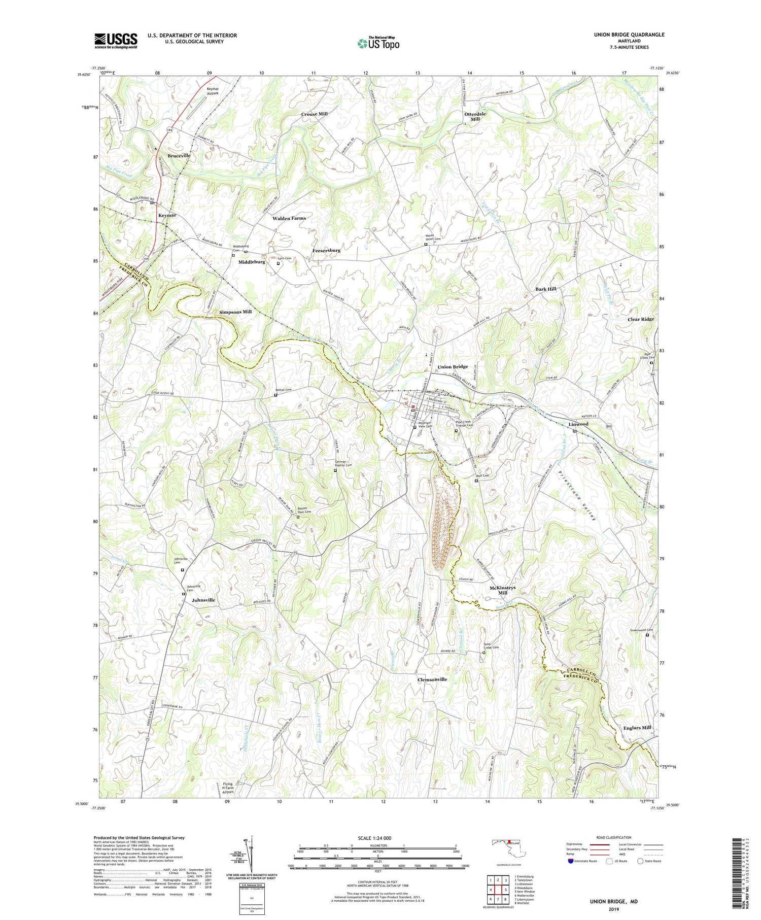 Union Bridge Maryland US Topo Map Image
